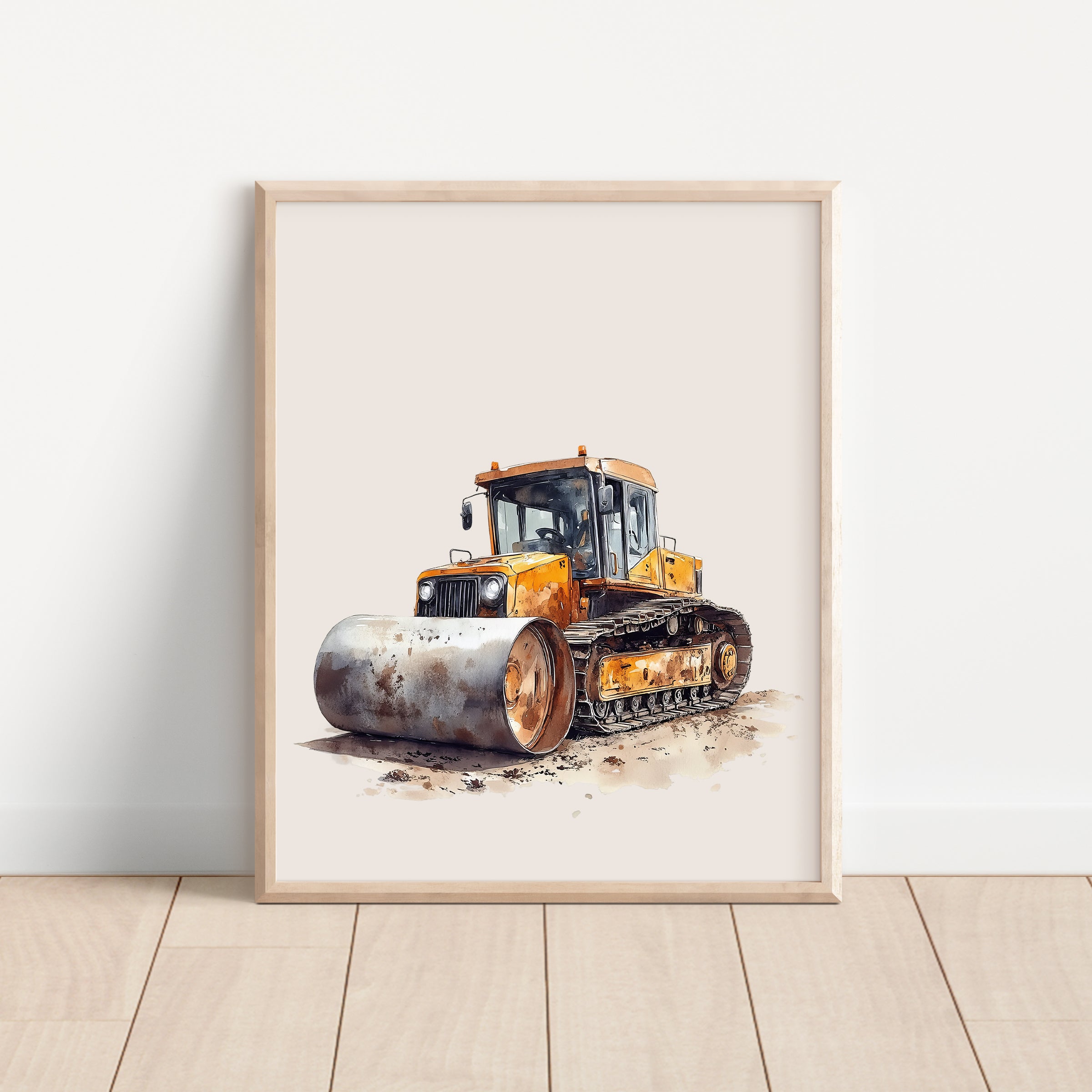 Watercolor Compactor Construction Truck Nursery Wall Art
