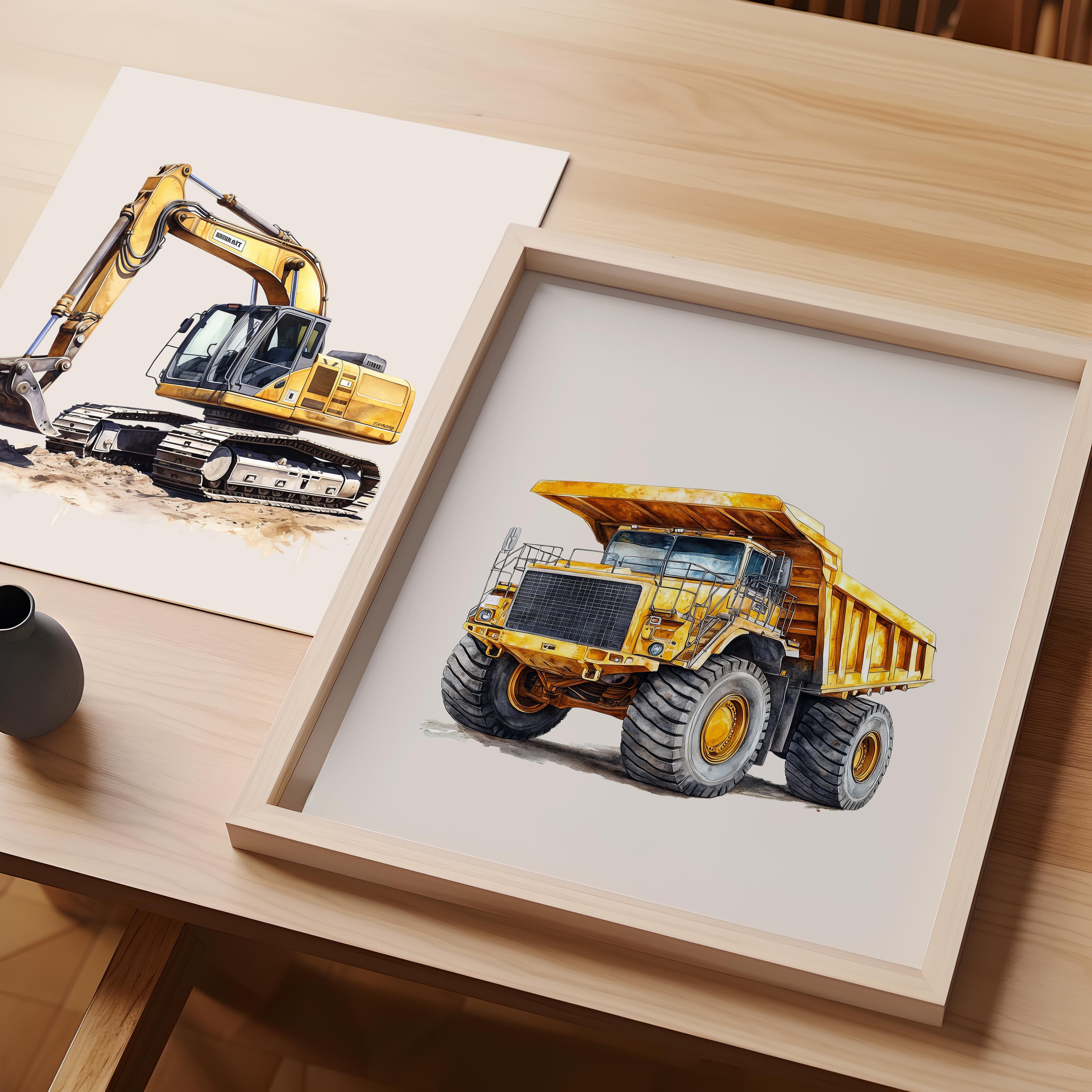 Construction Trucks Nursery Wall Art Set of 6