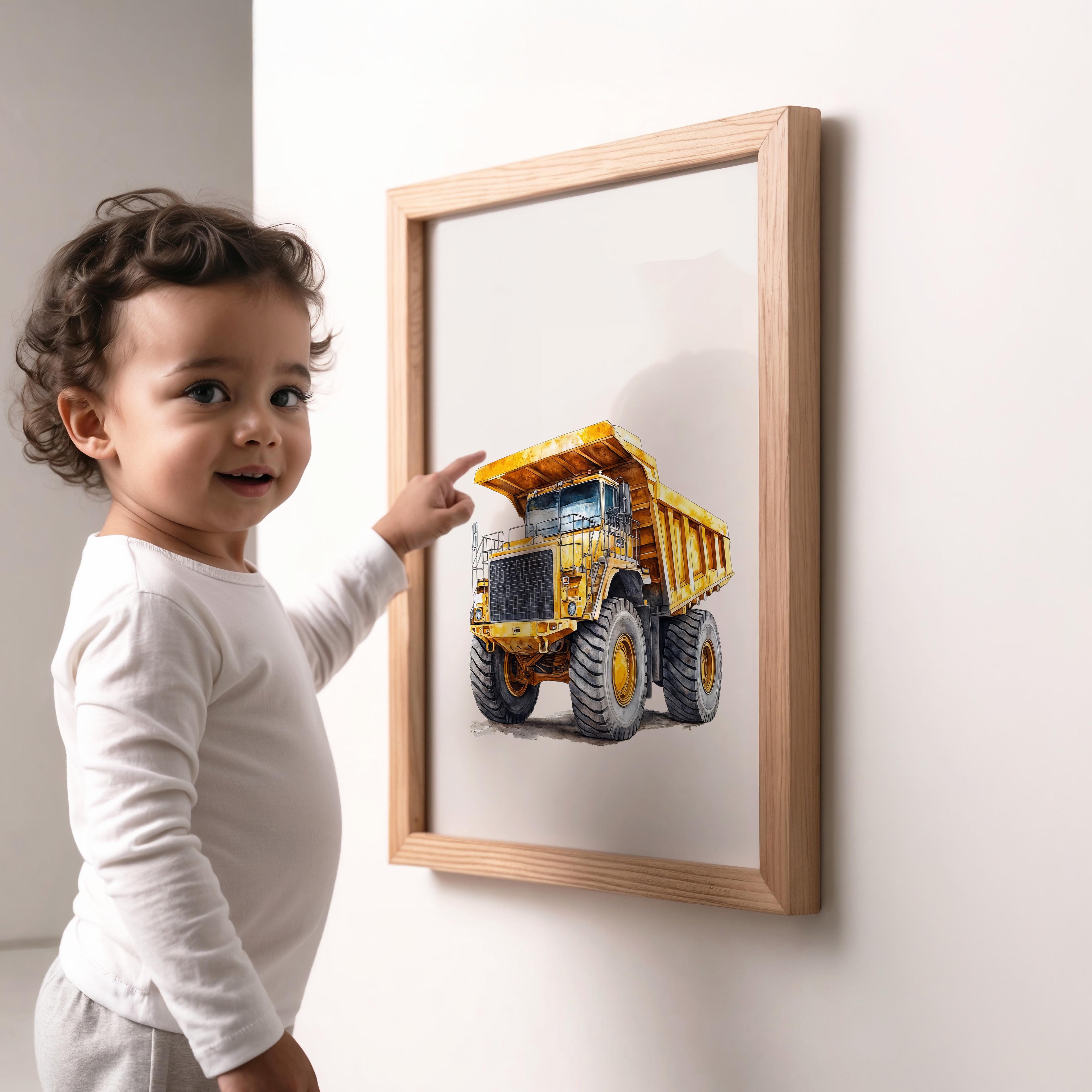 Watercolor Dump Truck Nursery Wall Art