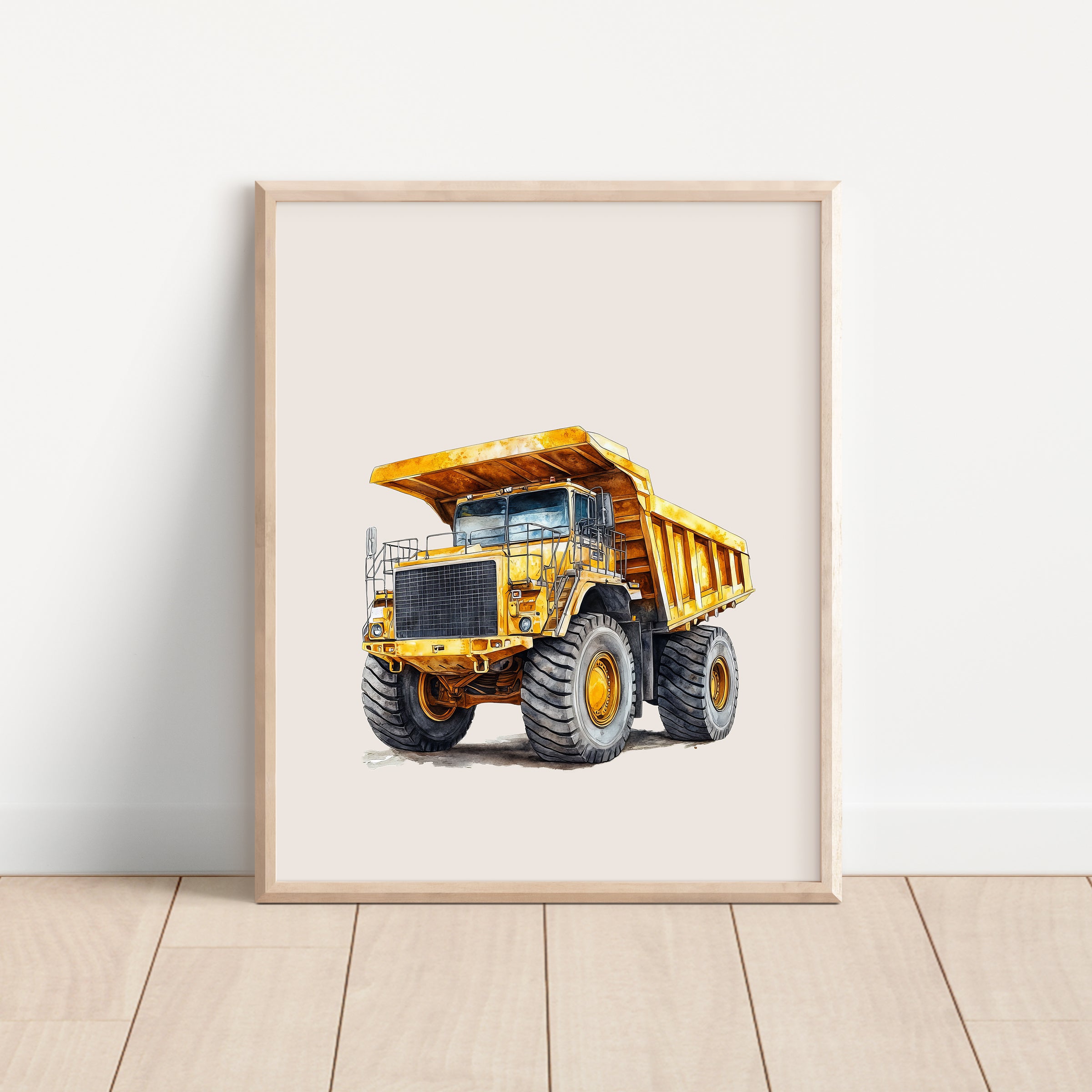 Watercolor Dump Truck Nursery Wall Art