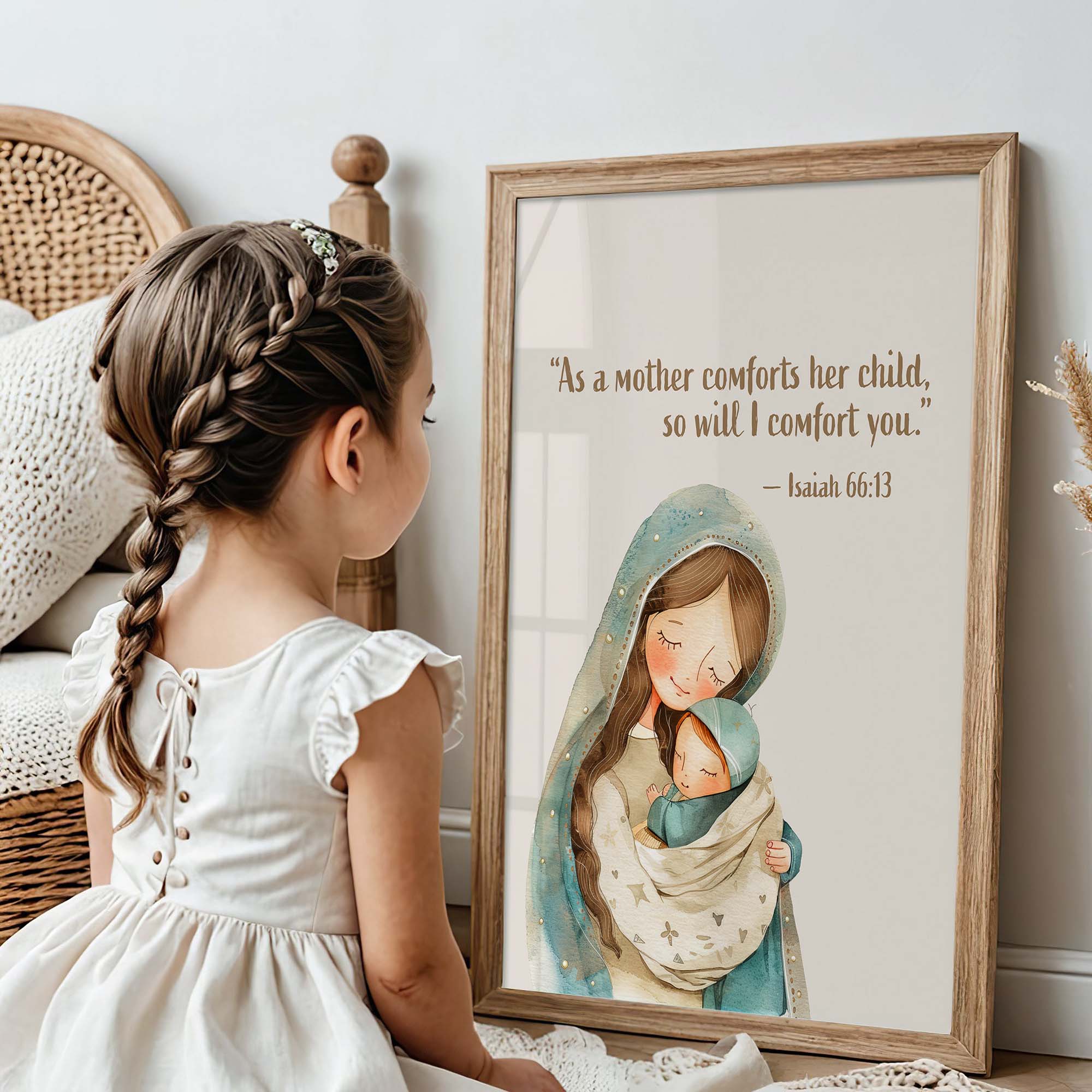 Religious Scripture Nursery Wall Art – Isaiah 66:13