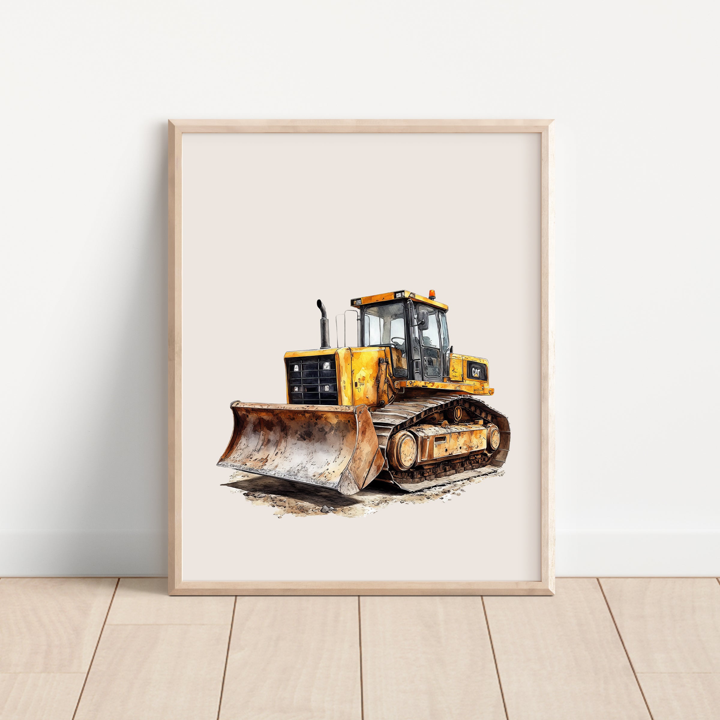 Watercolor Loader Construction Truck Nursery Wall Art