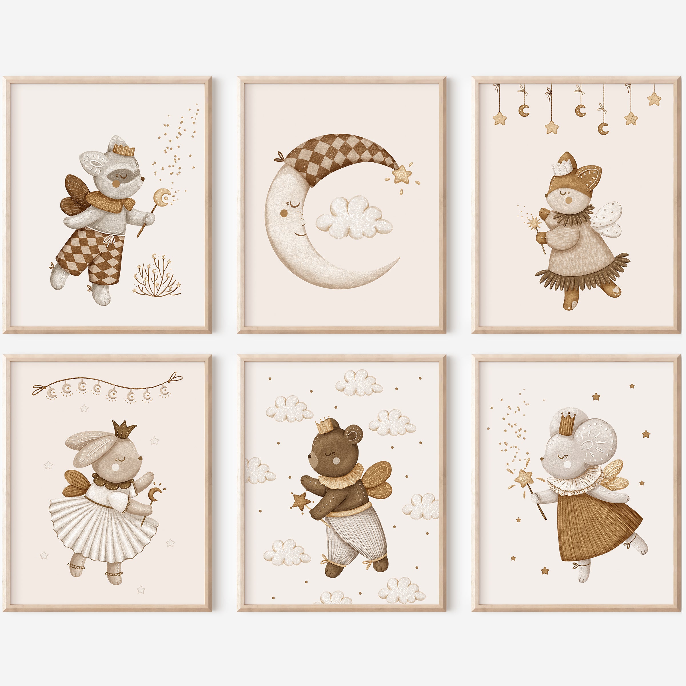 Whimsical Woodland Magic Wall Art – Set of 6