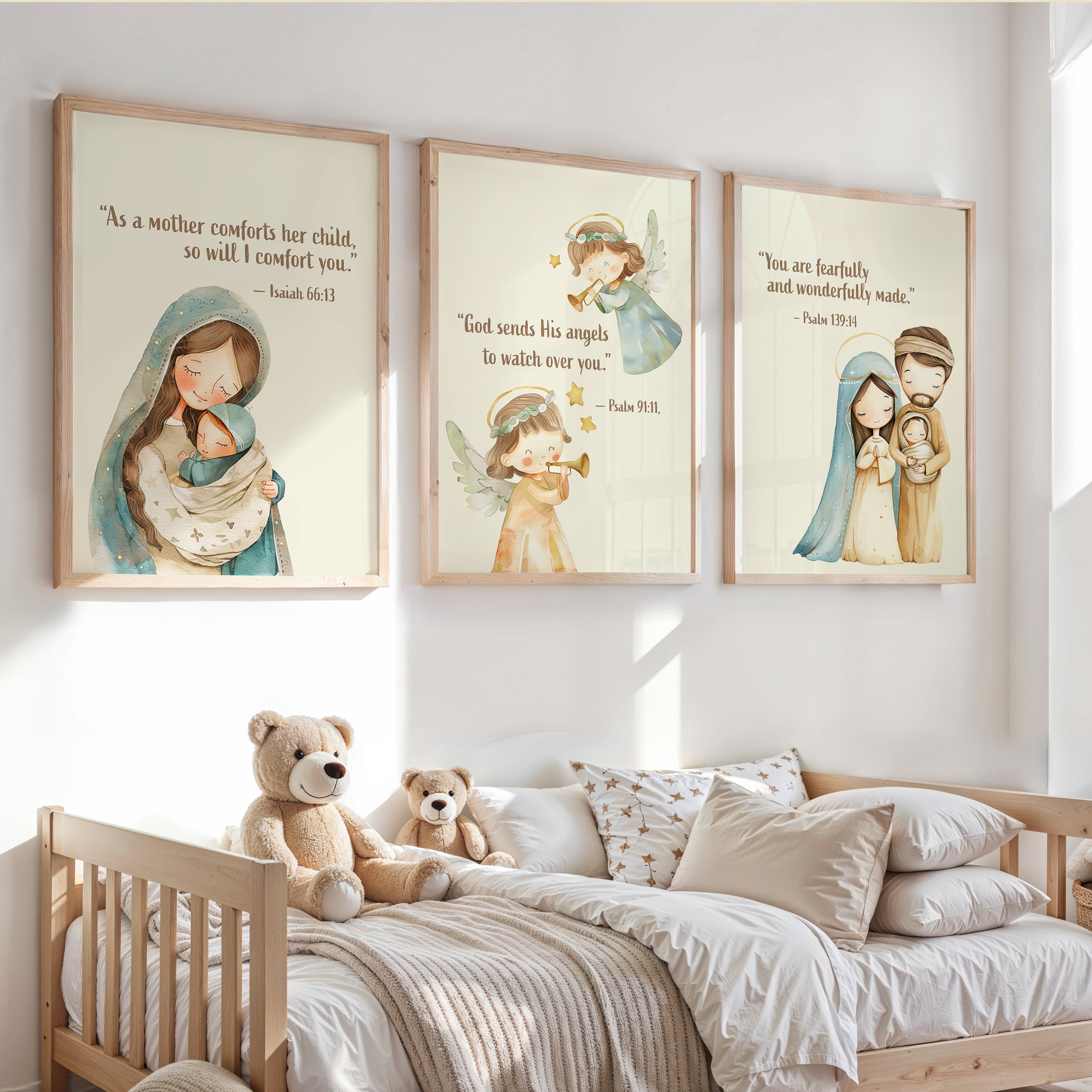 Religious Scripture Nursery Wall Art – Set of 3