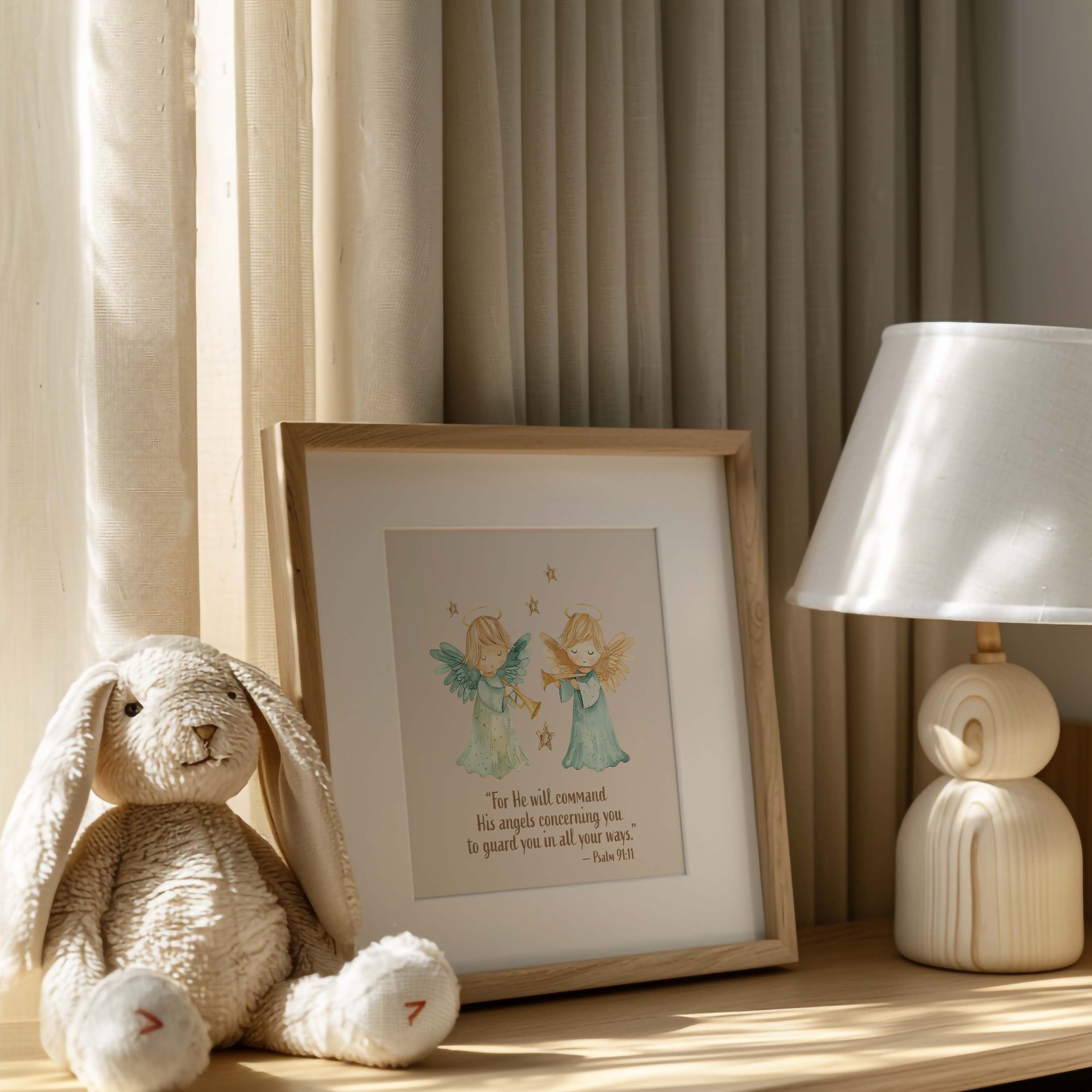 Religious Scripture Nursery Wall Art – Psalm 91:11