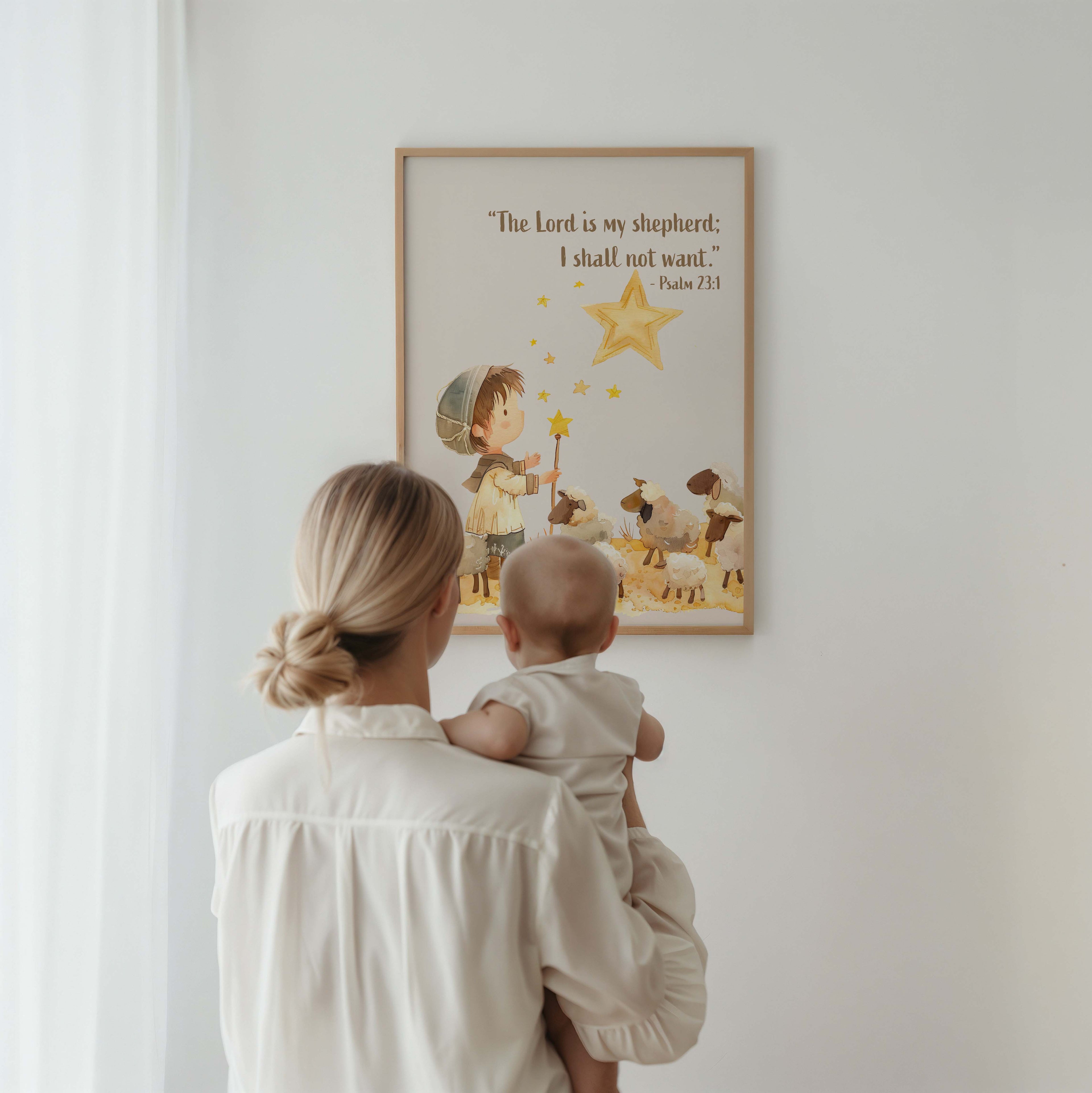 Religious Scripture Nursery Wall Art – Psalm 23:1