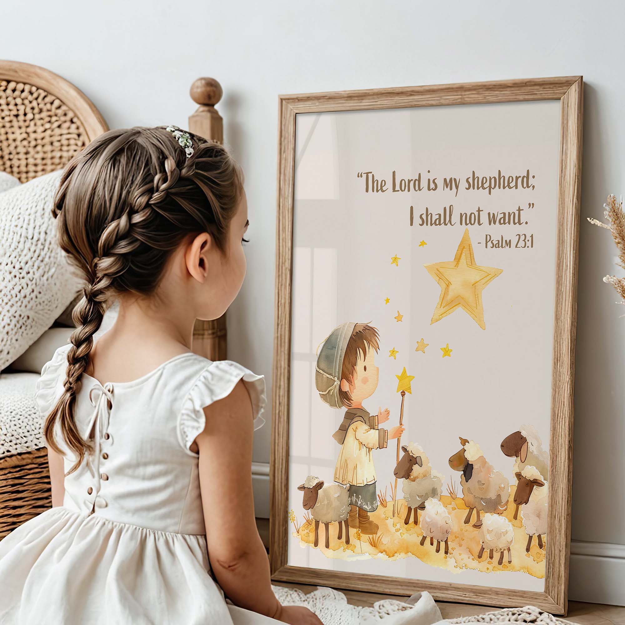 Religious Scripture Nursery Wall Art – Psalm 23:1