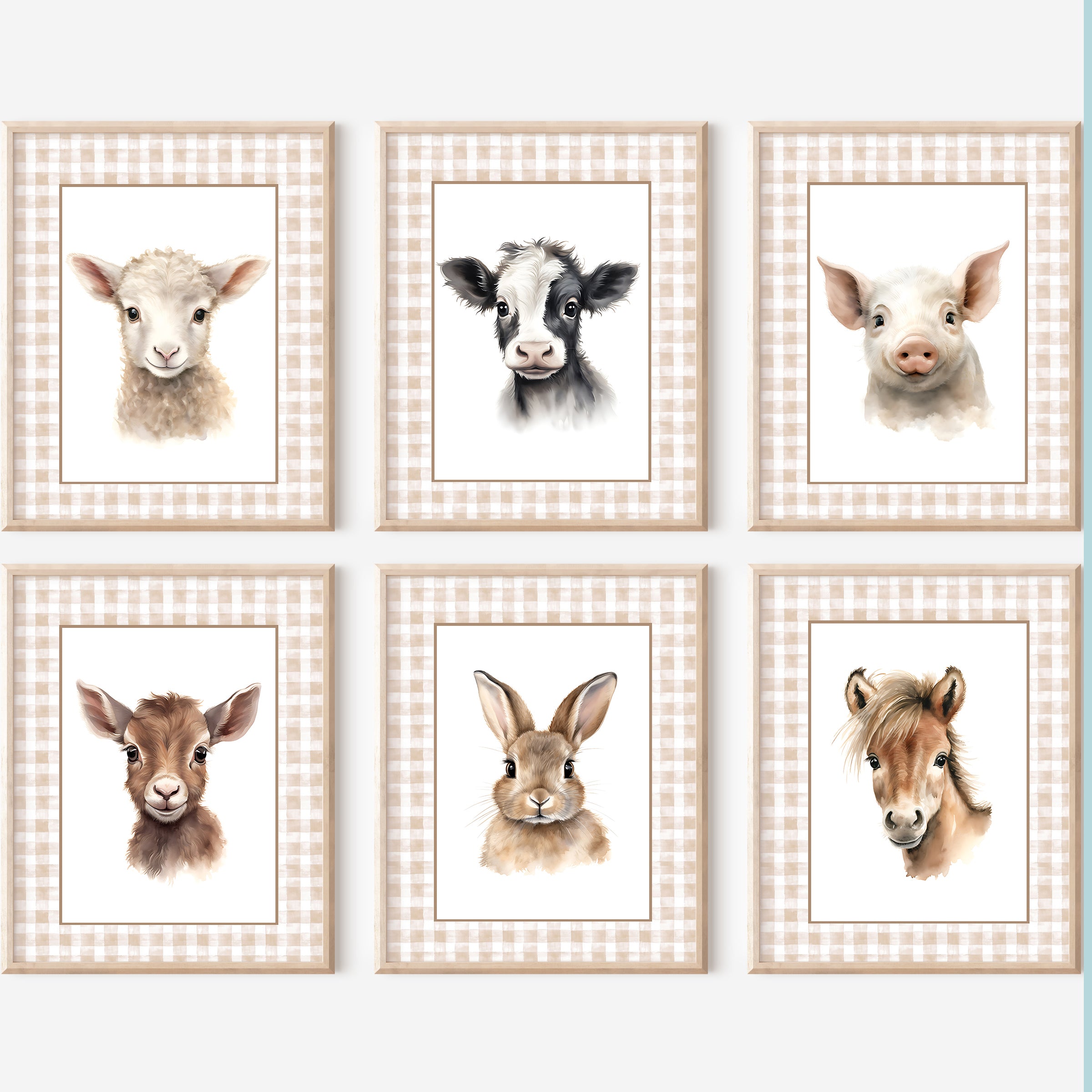 Vintage Farm Animal Wall Art – Set of 6