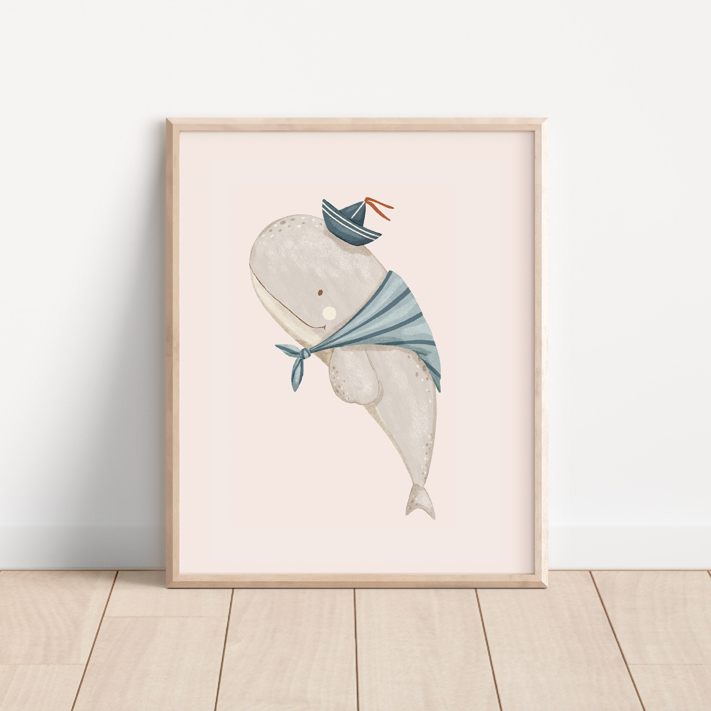 Whale Sailor Nautical Nursery Wall Art