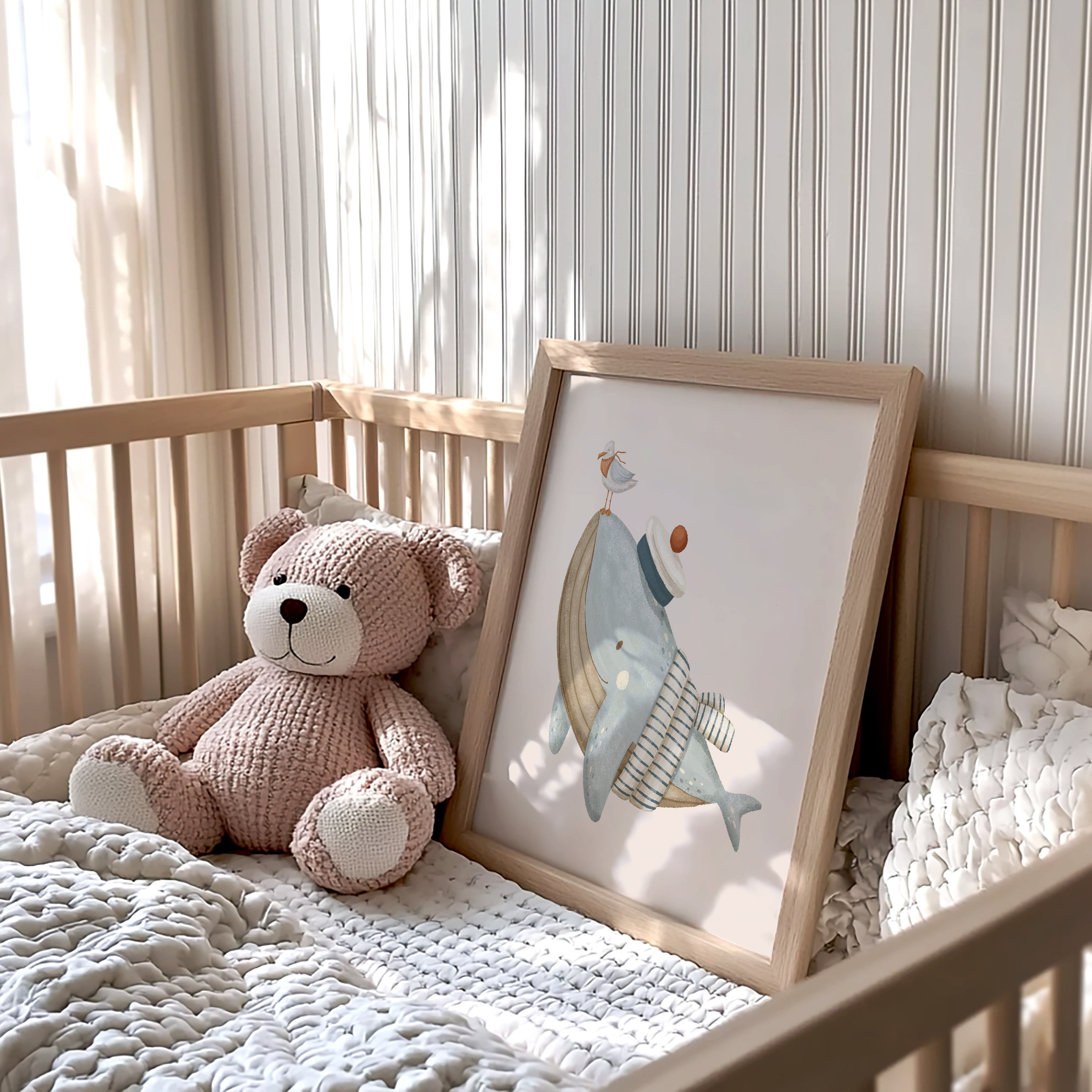 Whale & Seagull Nautical Nursery Wall Art