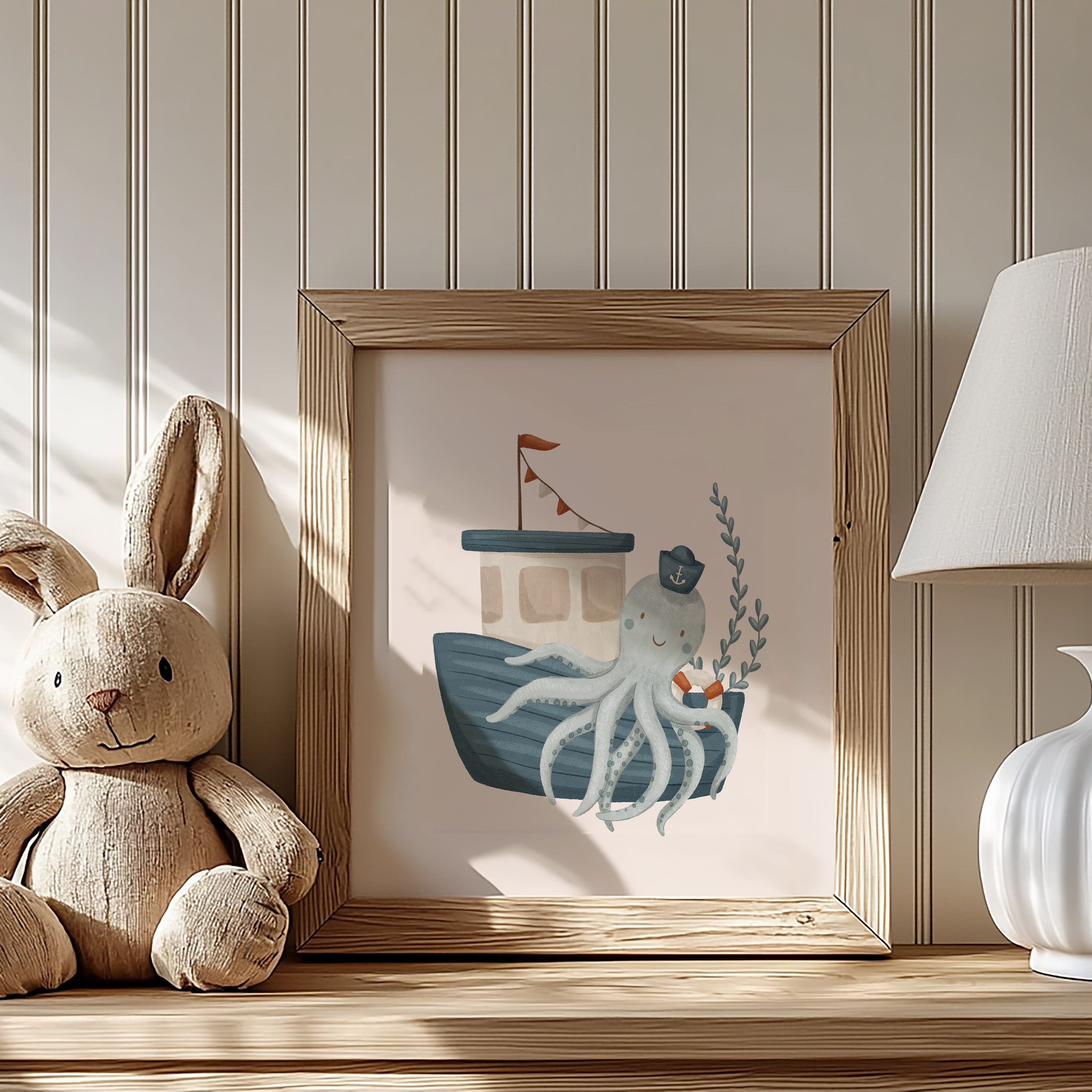 Octopus Sailor Nautical Nursery Wall Art
