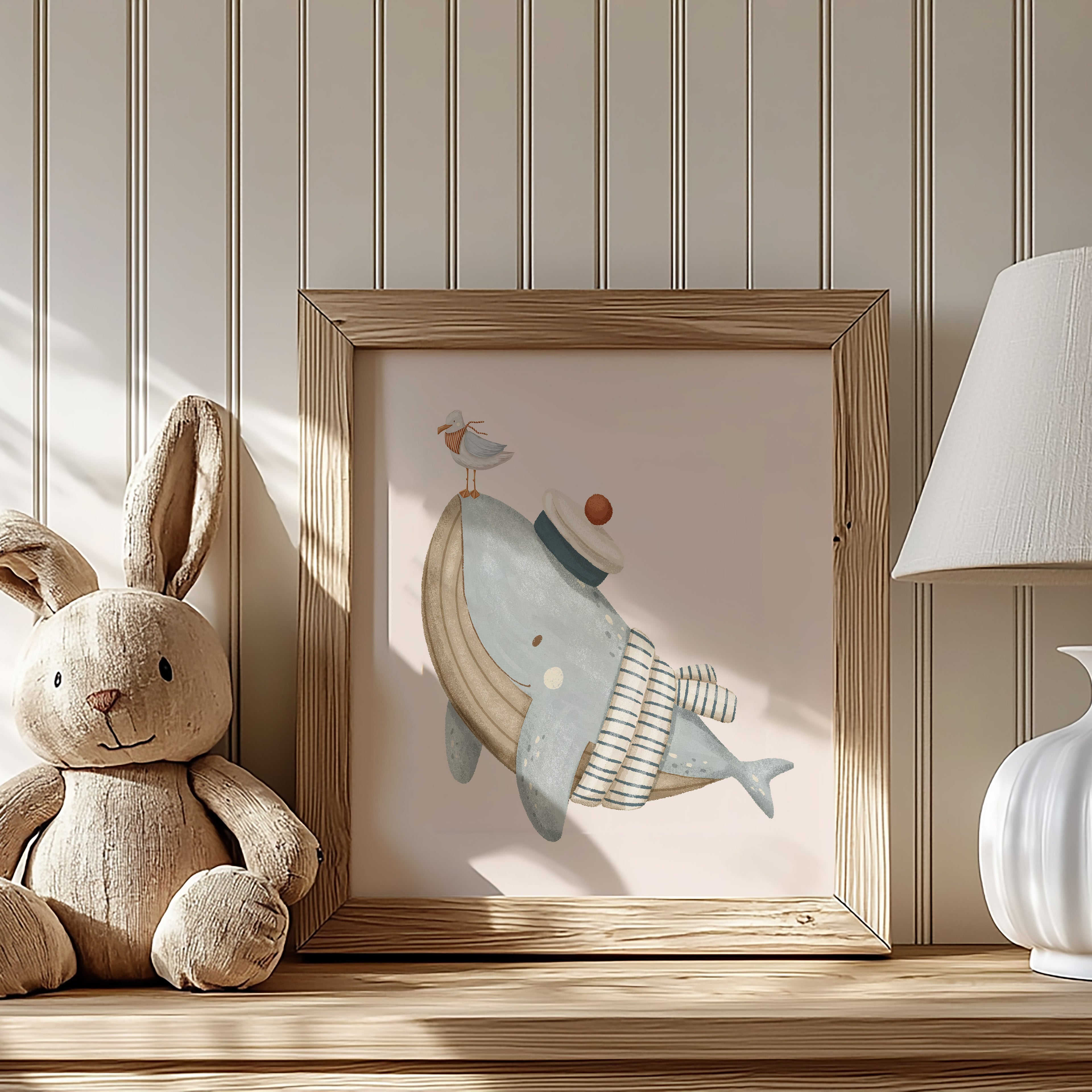 Whale & Seagull Nautical Nursery Wall Art