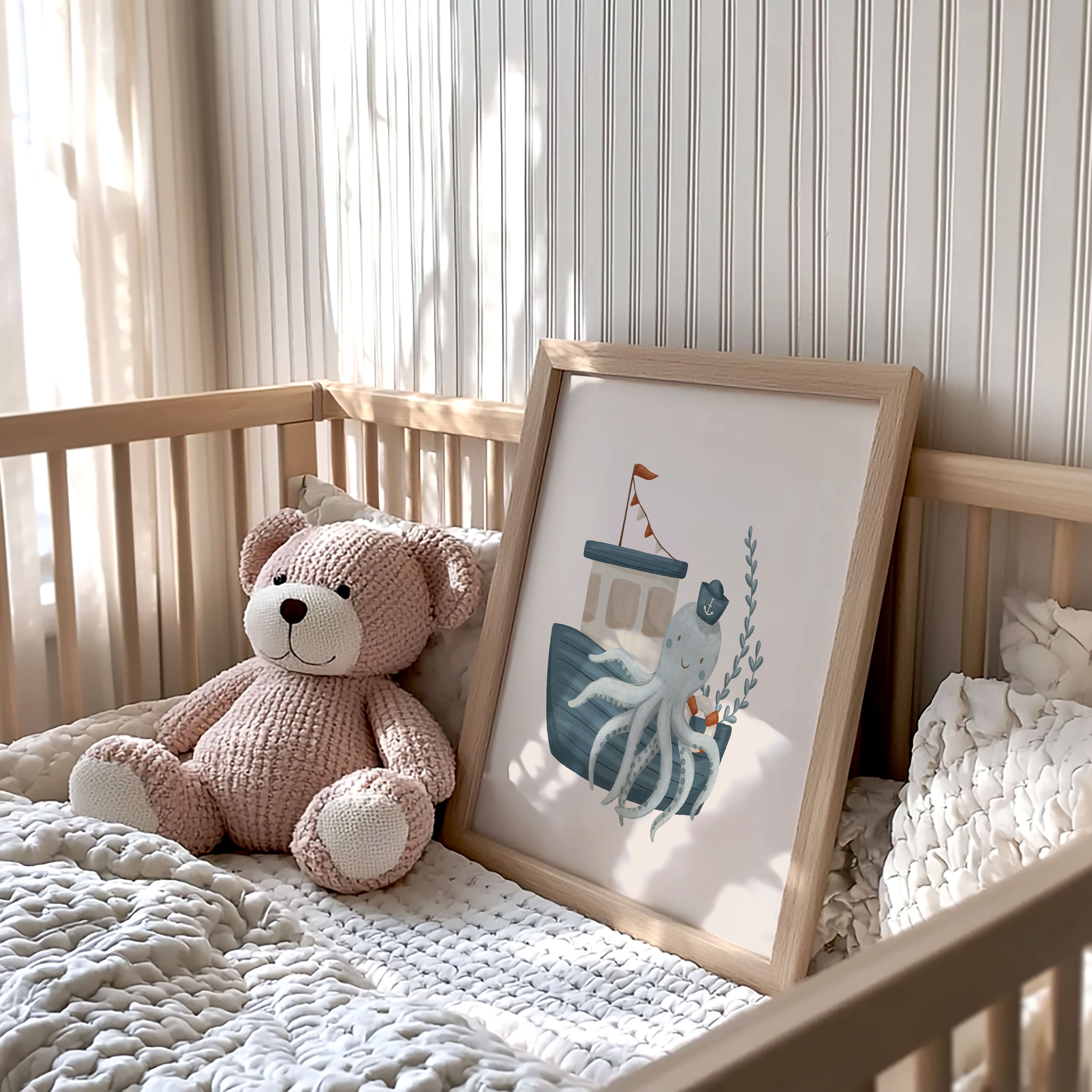 Octopus Sailor Nautical Nursery Wall Art