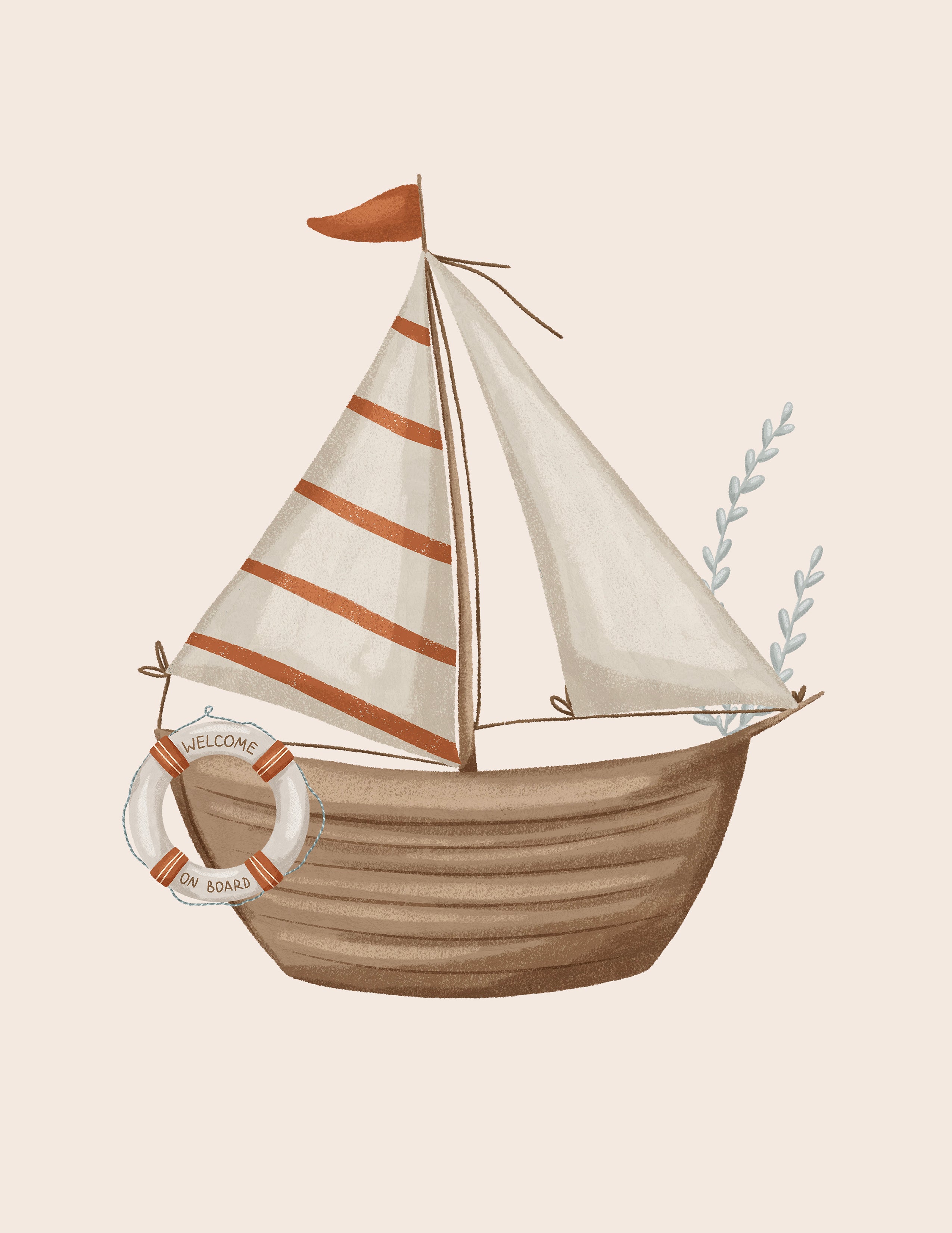 Wood Sailboat “Welcome On Board” Nautical Nursery Wall Art