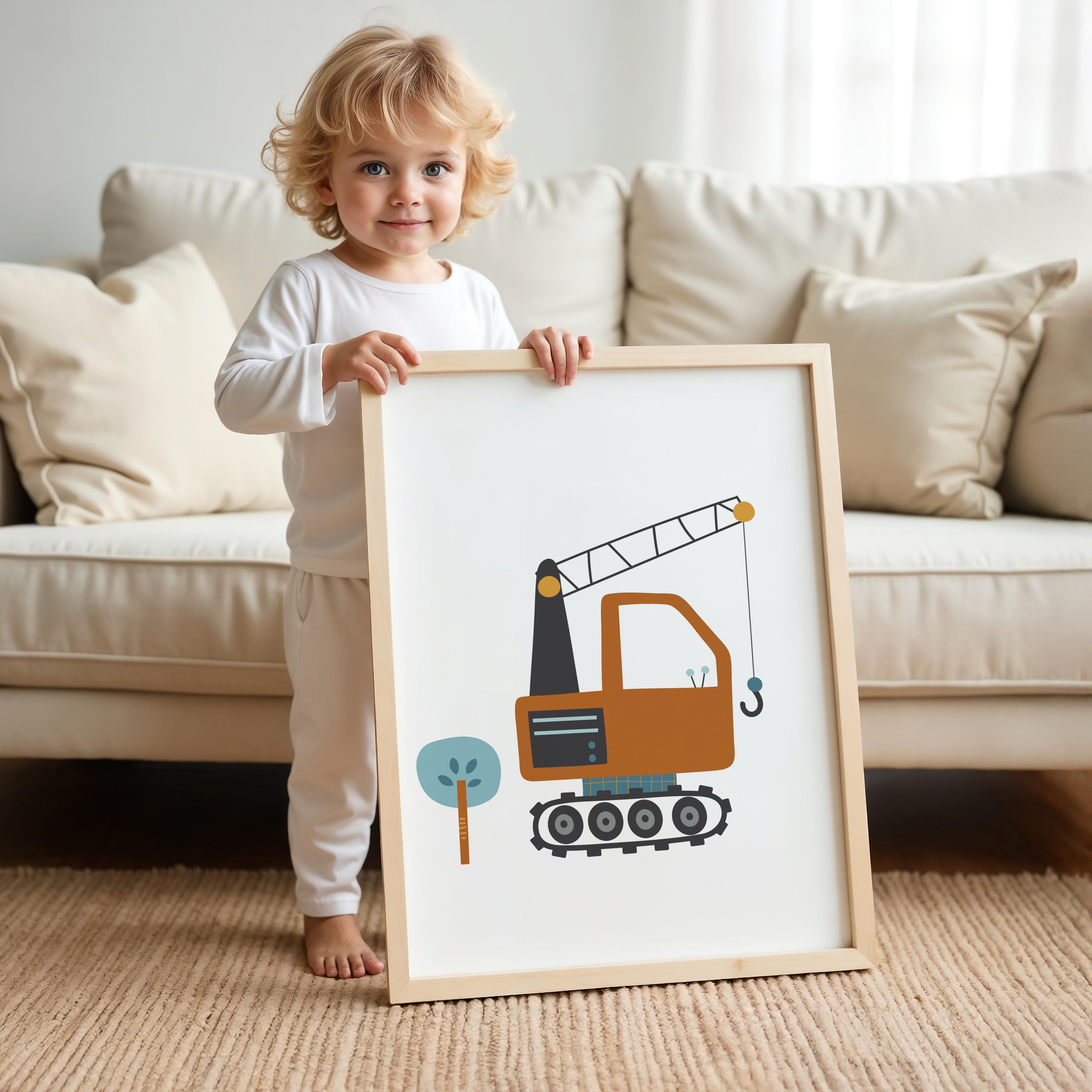 Modern Construction Site Wall Art – Set of 6