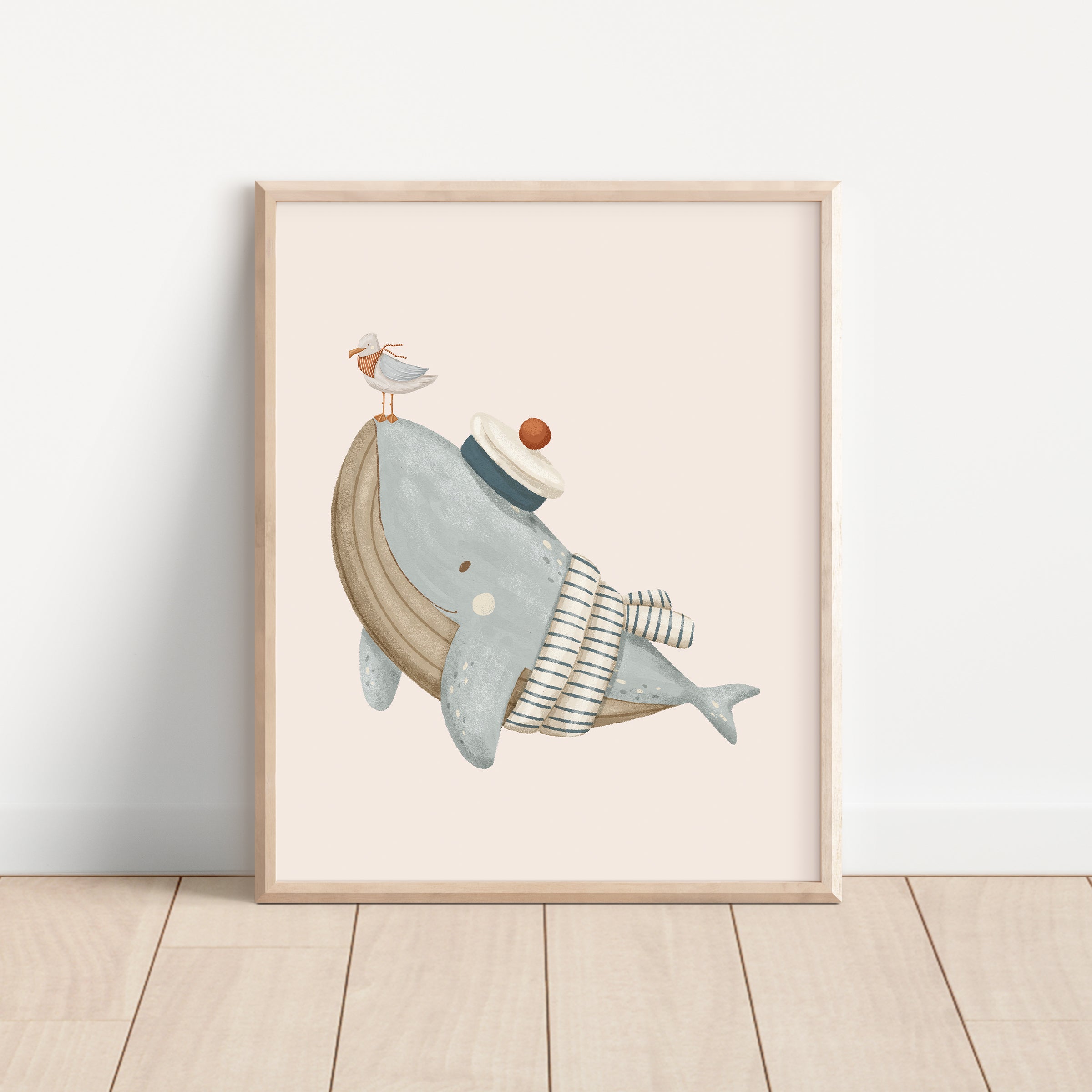 Whale & Seagull Nautical Nursery Wall Art