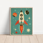 Retro Rocket Outer Space Wall Art – Single Print