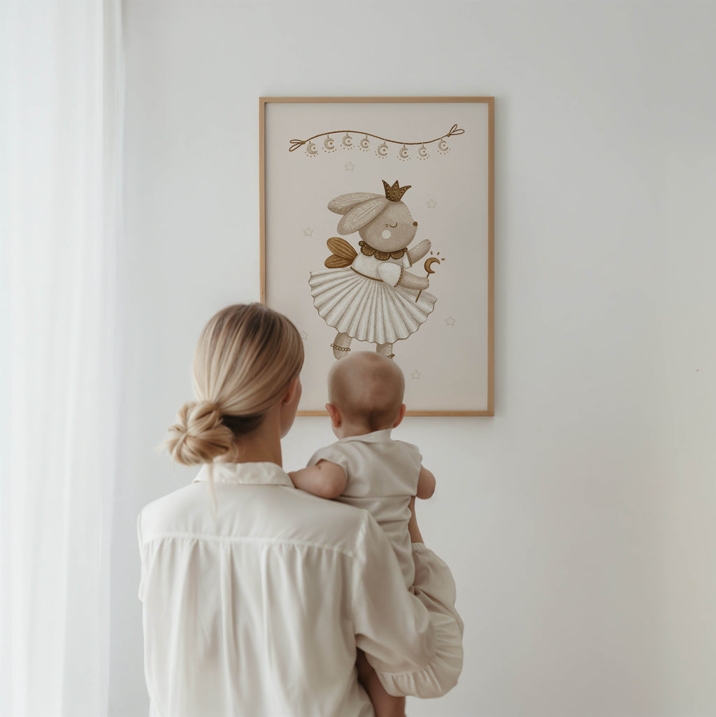 Rabbit with Magic Wand – Whimsical Woodland Wall Art