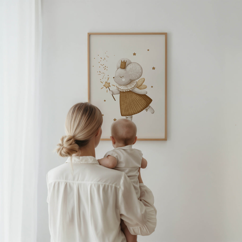 Mouse with Magic Wand – Whimsical Woodland Wall Art