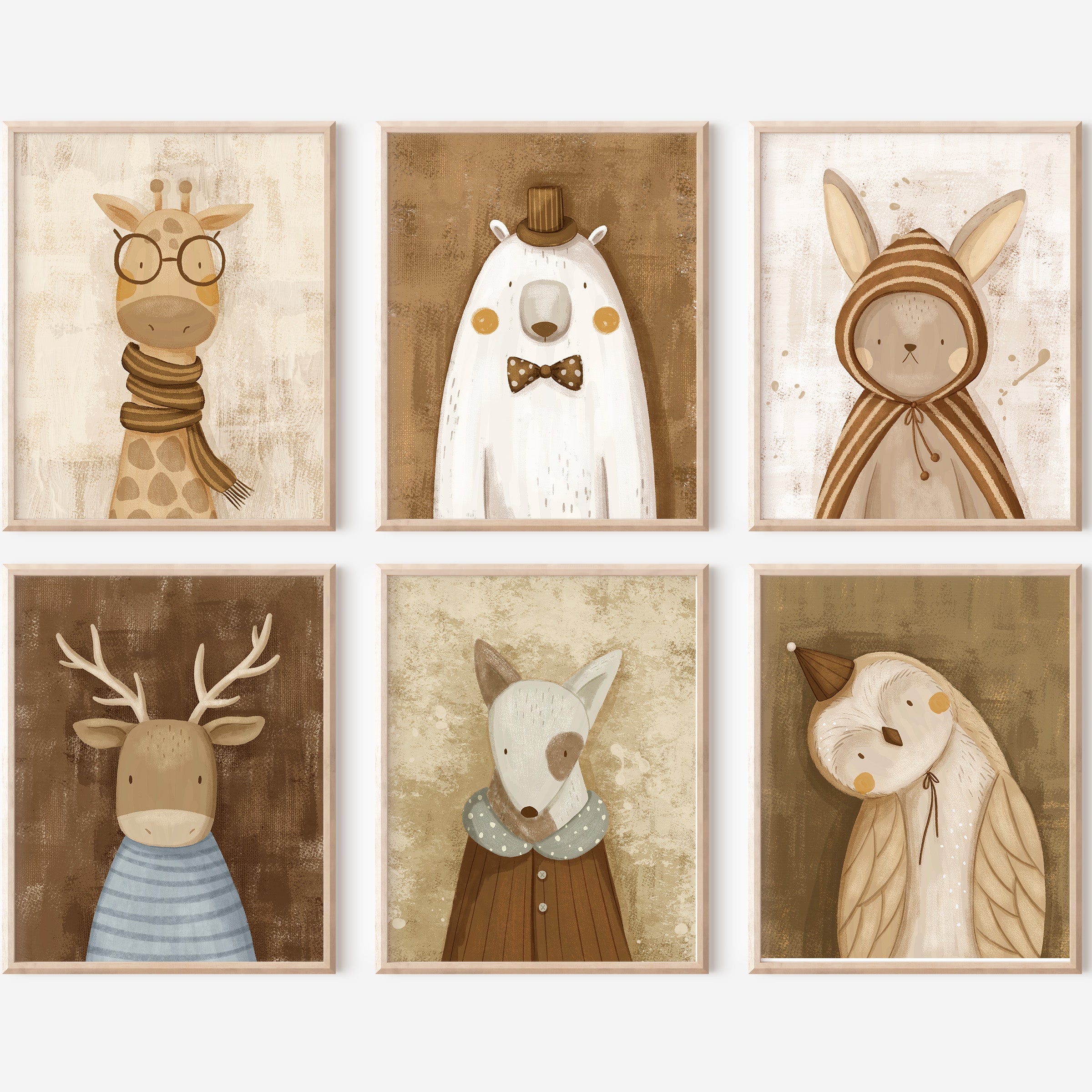 Whimsical Animal Wall Art – Set of 6