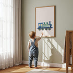 Blue Steam Locomotive Wall Art Print