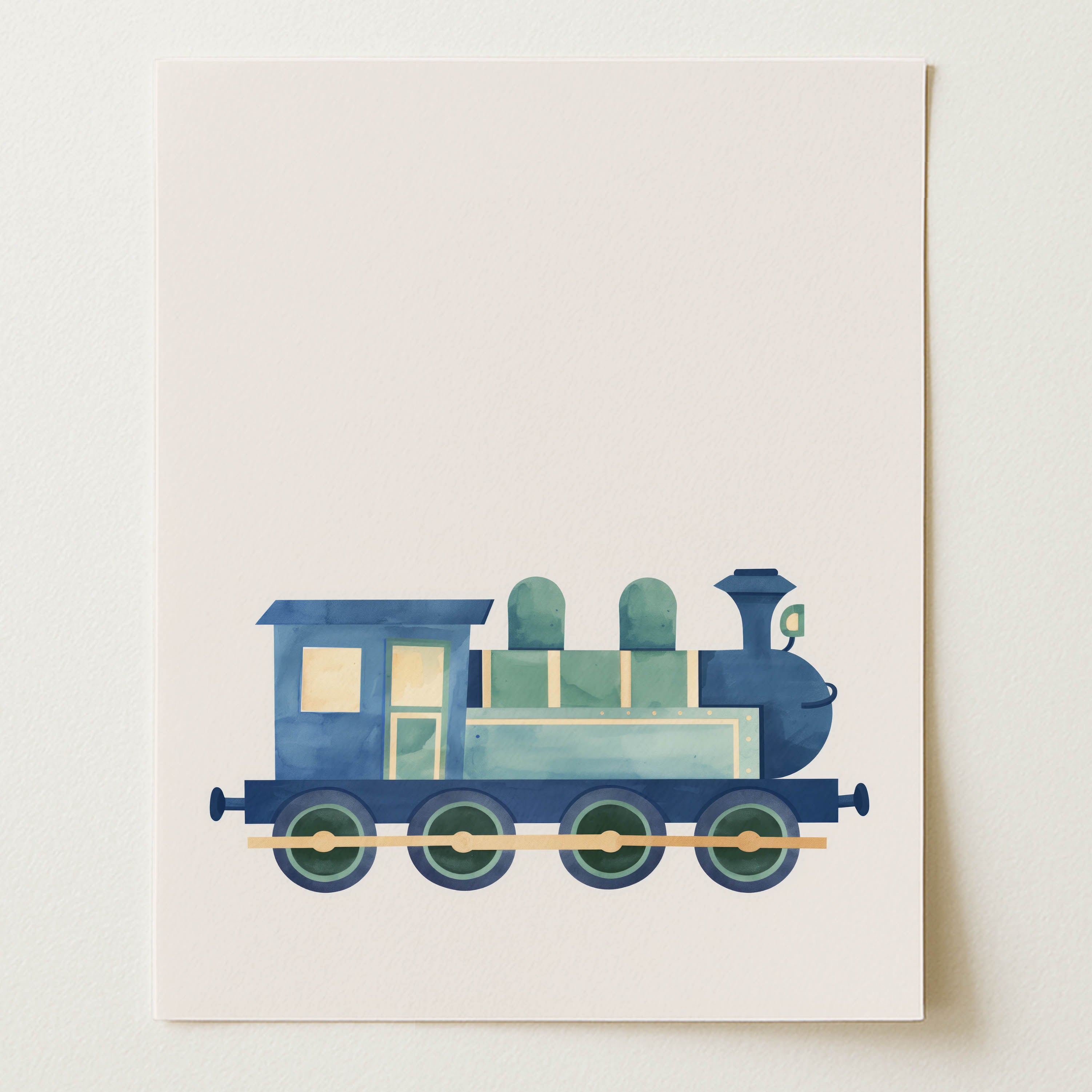 Blue Steam Train Wall Art Print (Unframed)