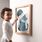 Child Hugging Cat Wall Art