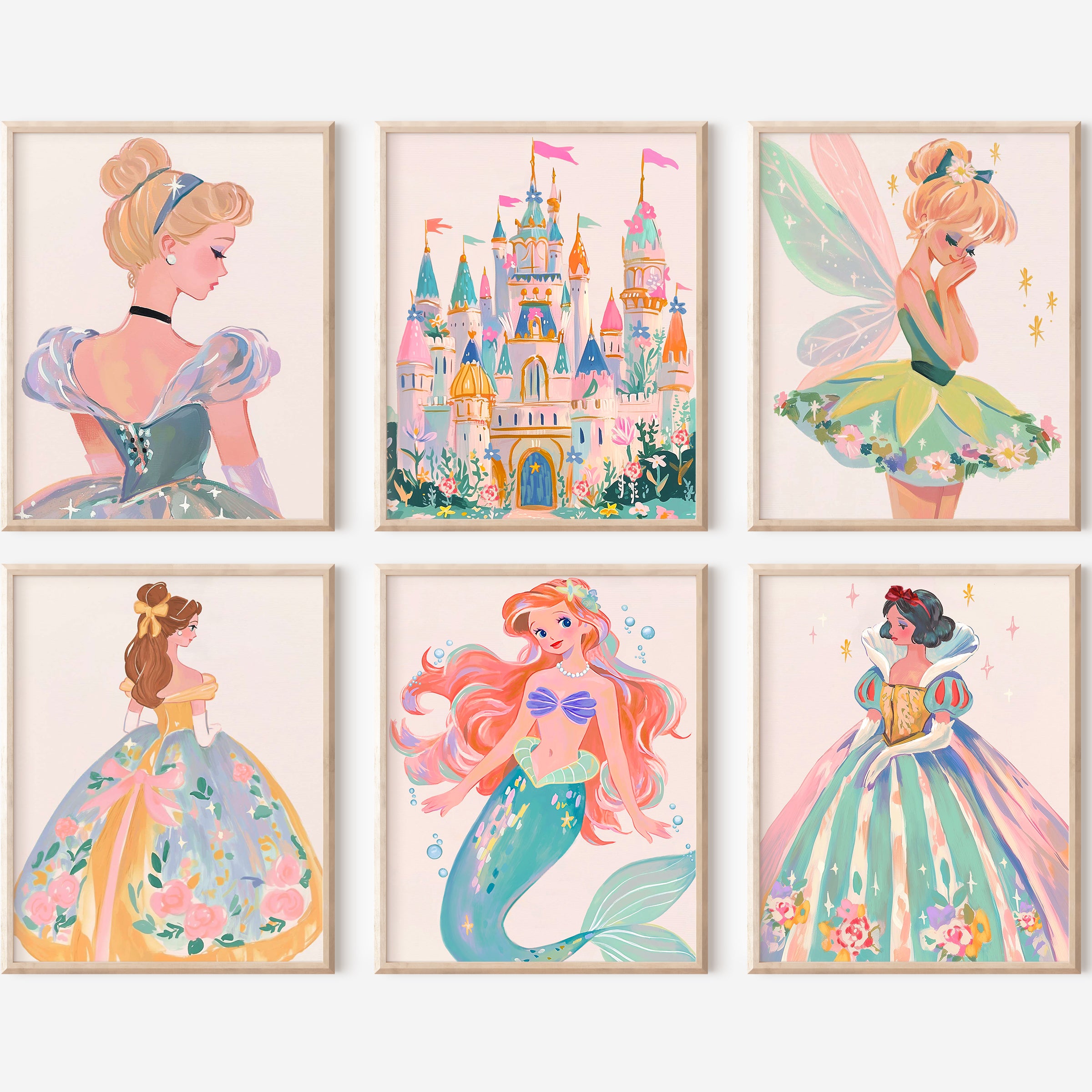 Classic Fairytale Princess Wall Art - Set of 6