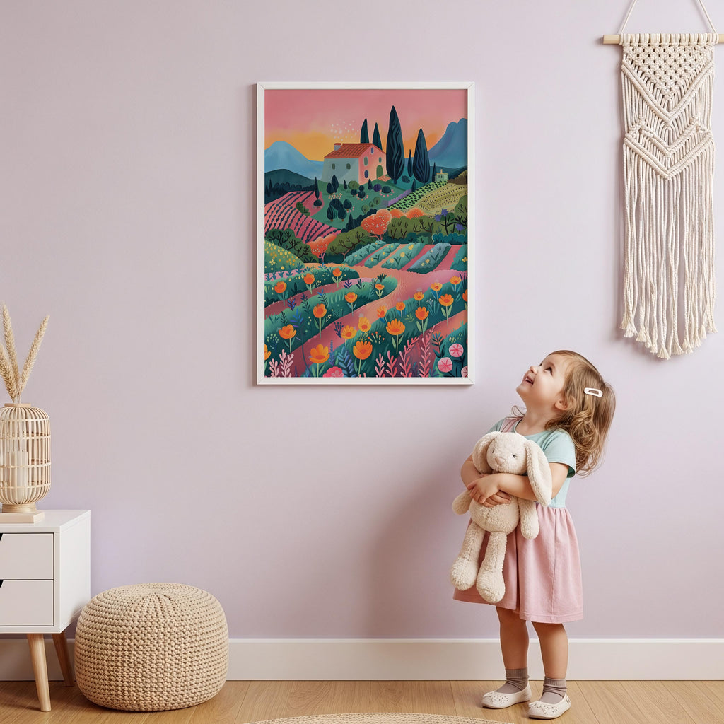 Countryside Sunset House & Poppy Field Wall Art