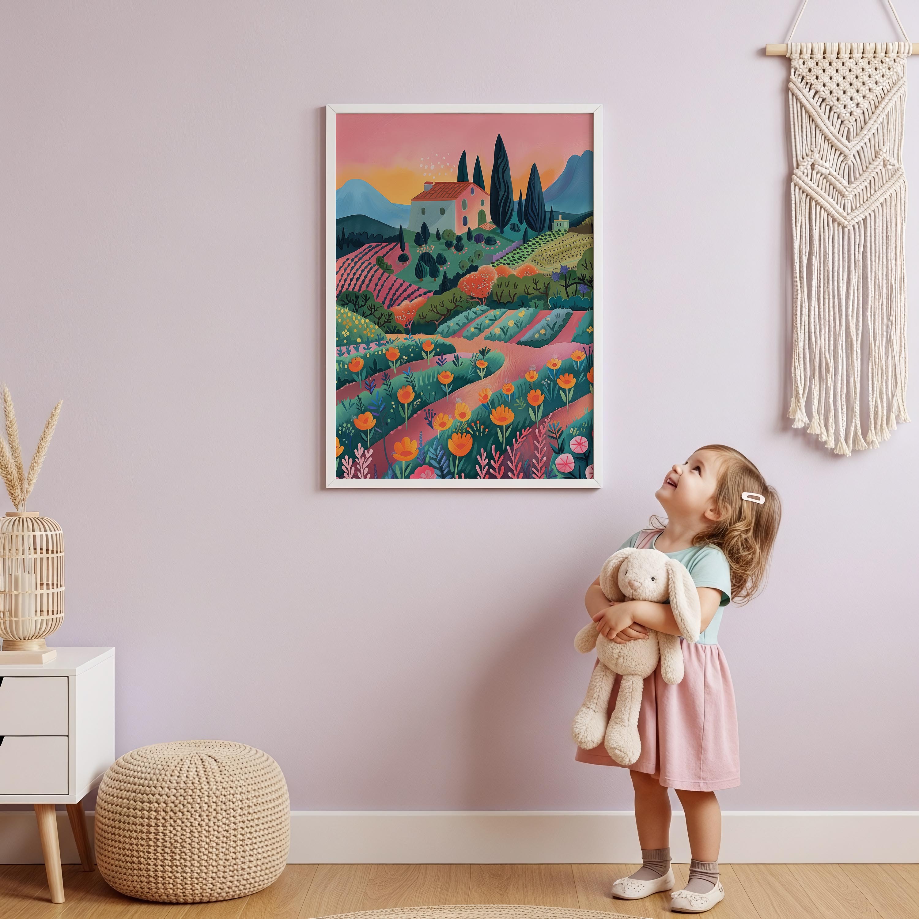 Countryside Sunset House & Poppy Field Wall Art