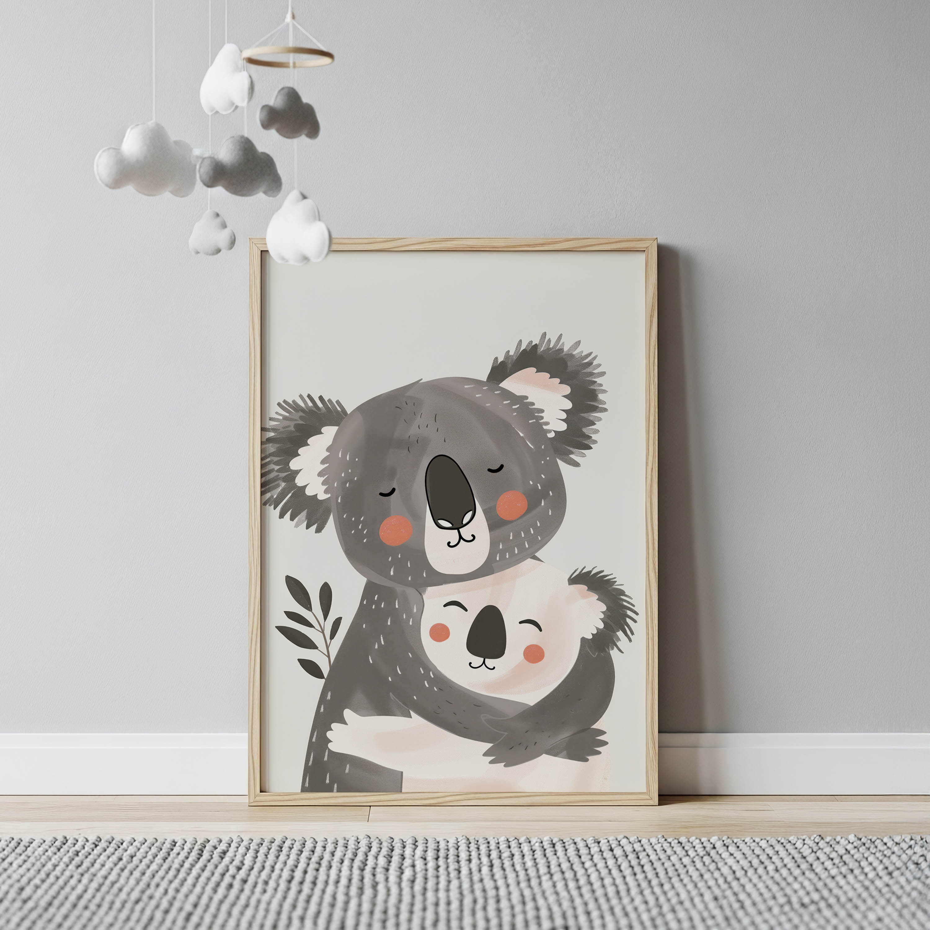 Cozy Koala Hug Wall Art Print