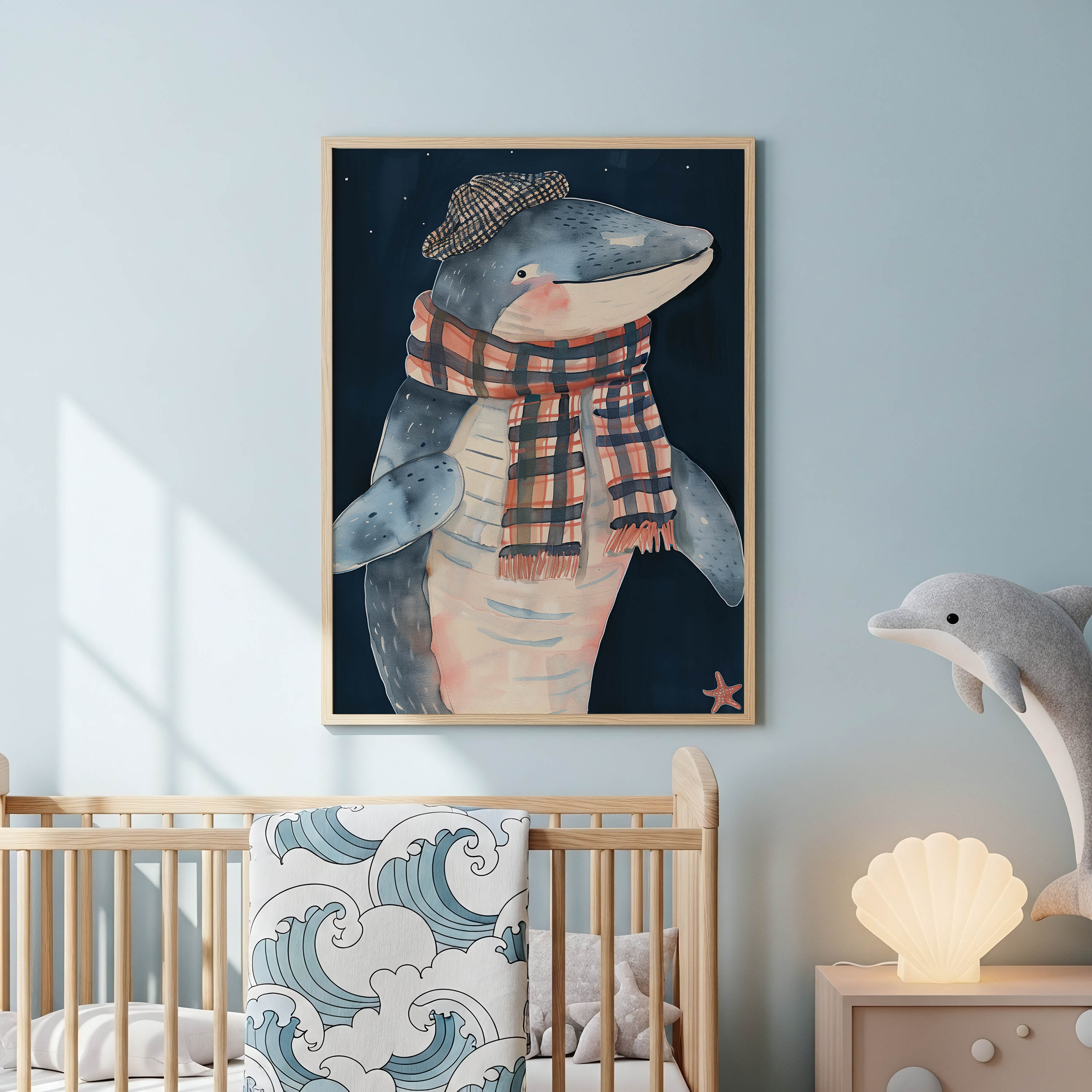 Cozy Nighttime Shark Wall Art Print
