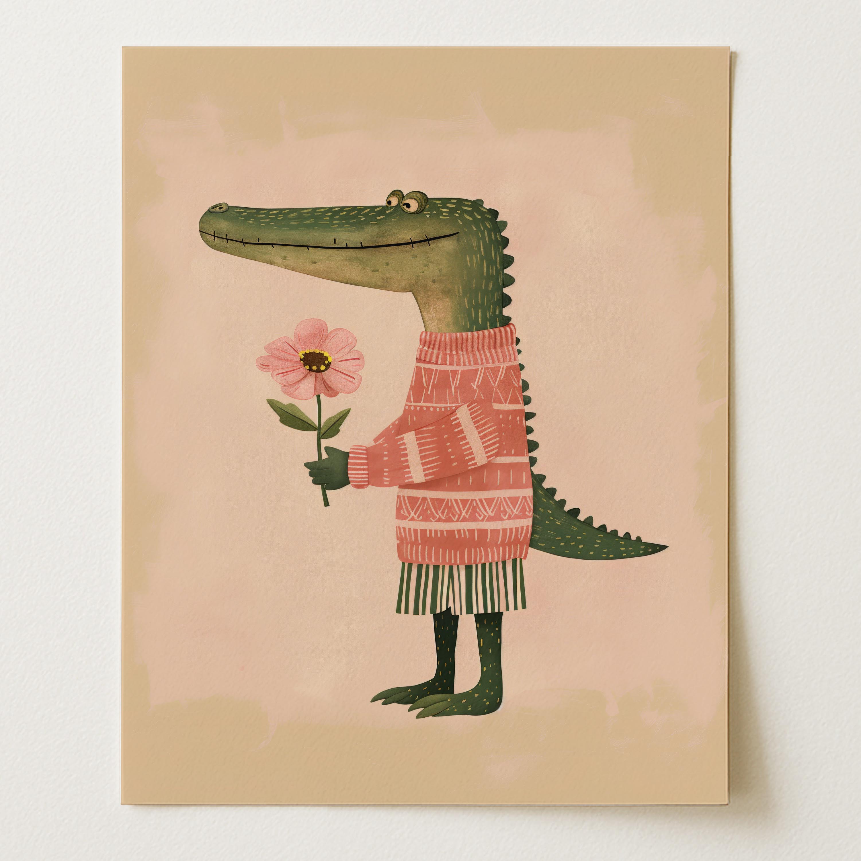Cozy Alligator Wall Art Print (Unframed)