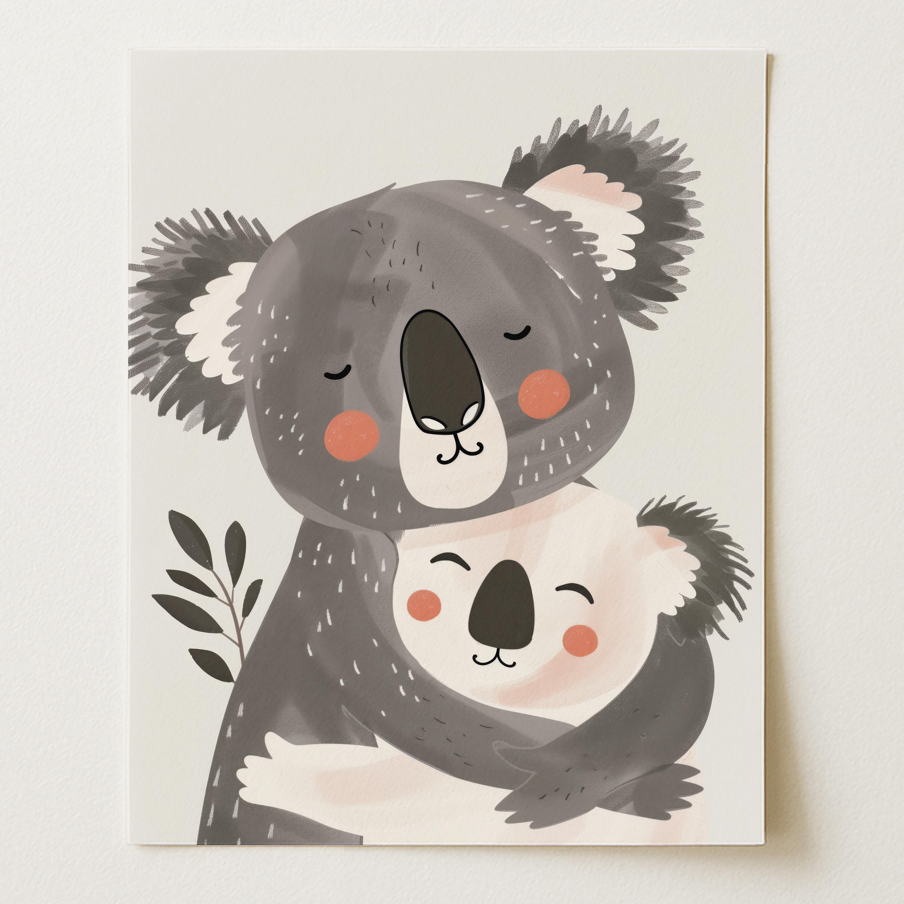 Cozy Koala Hug Wall Art Print (Unframed)