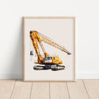 Watercolor Crane Truck Nursery Wall Art