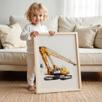 Watercolor Crane Truck Nursery Wall Art