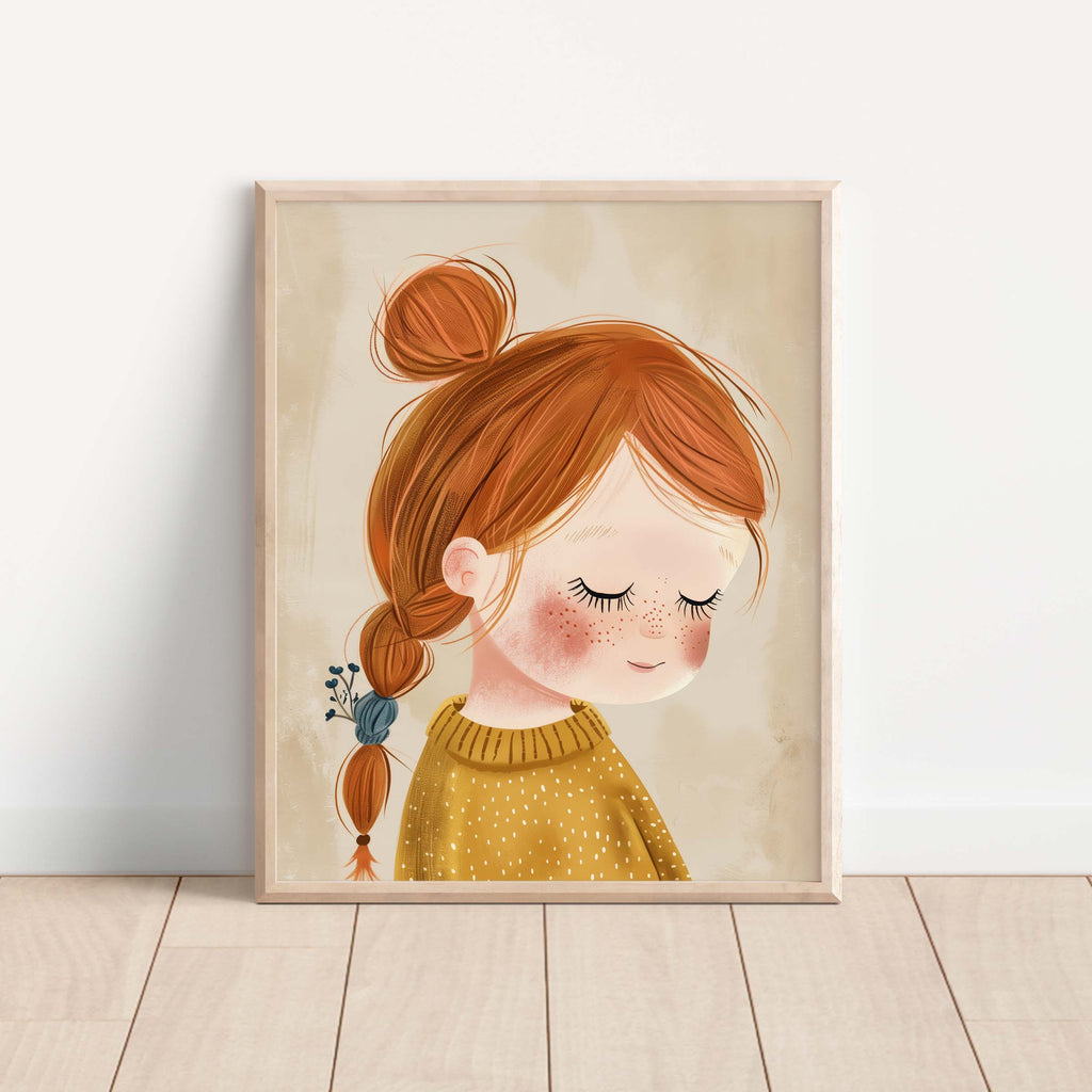 Dreamy Auburn Girl Wall Art Print