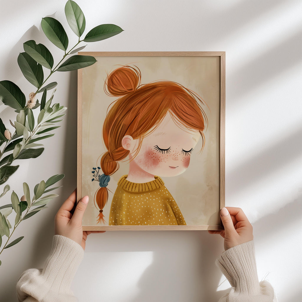 Dreamy Auburn Girl Wall Art Print
