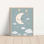Dreamy Crescent Moon Wall Art Print
