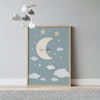 Dreamy Crescent Moon Wall Art Print