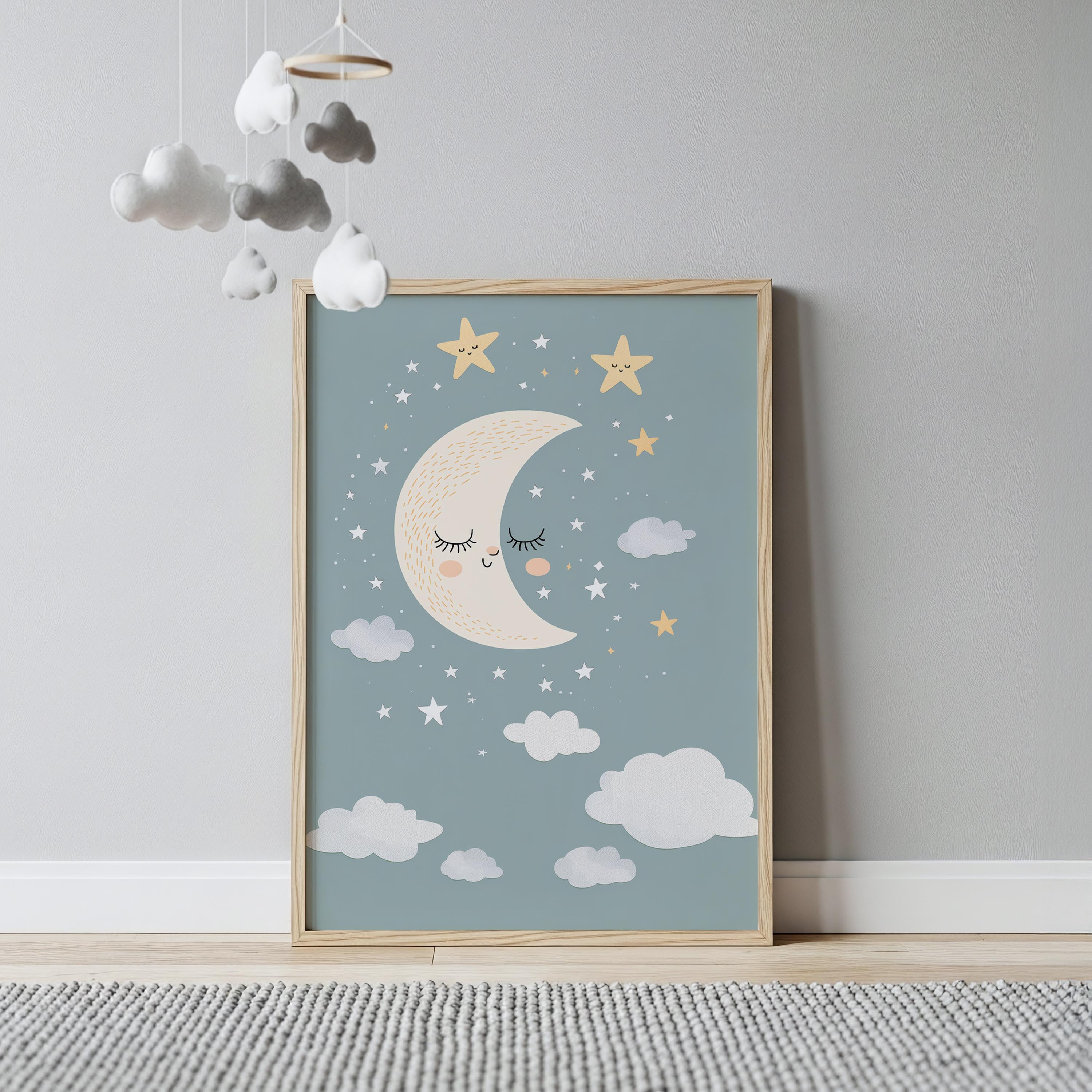 Dreamy Crescent Moon Wall Art Print