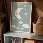Dreamy Crescent Moon Wall Art Print