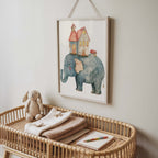 Dreamy Elephant and Houses Wall Art Print