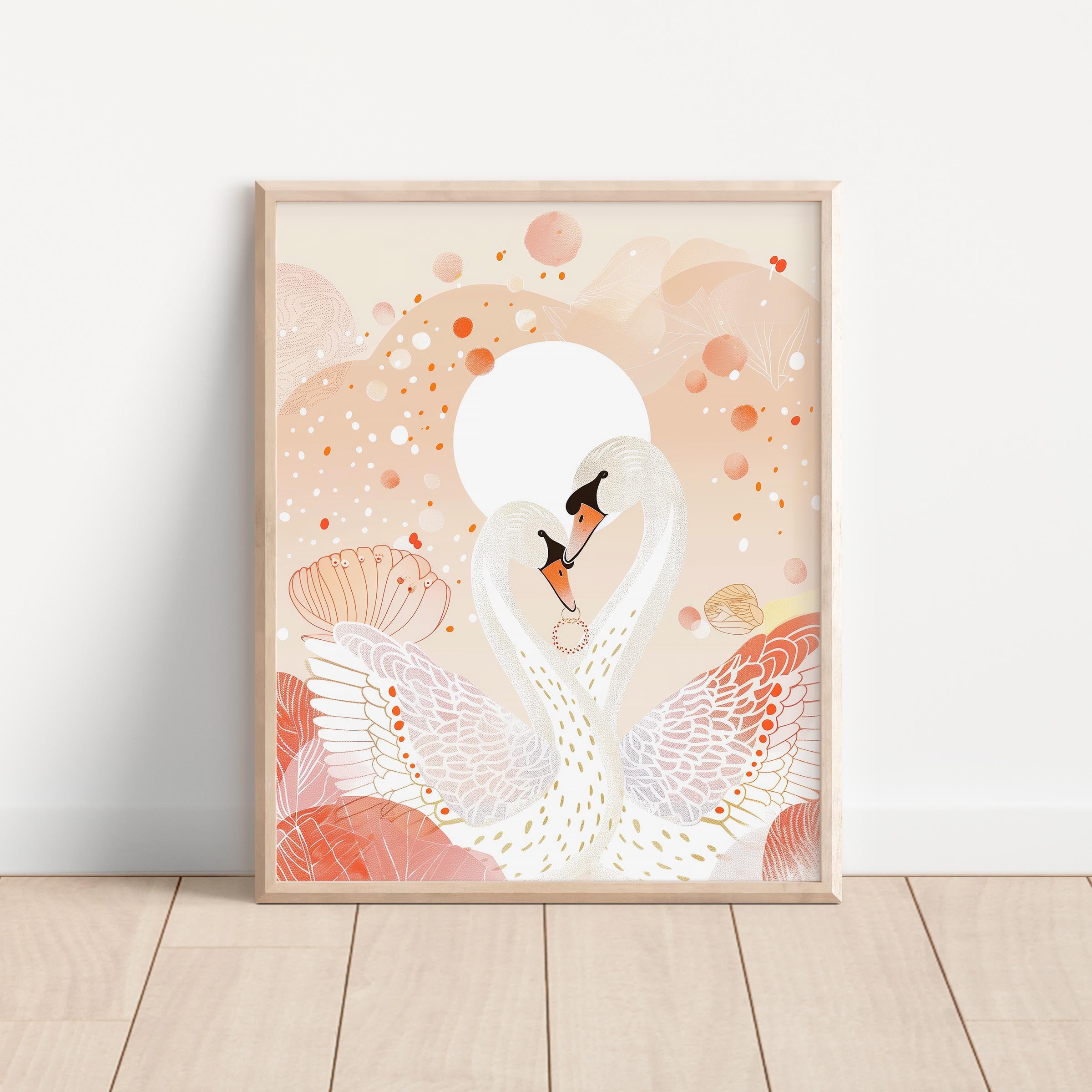Dreamy Swan Love Wall Art Print