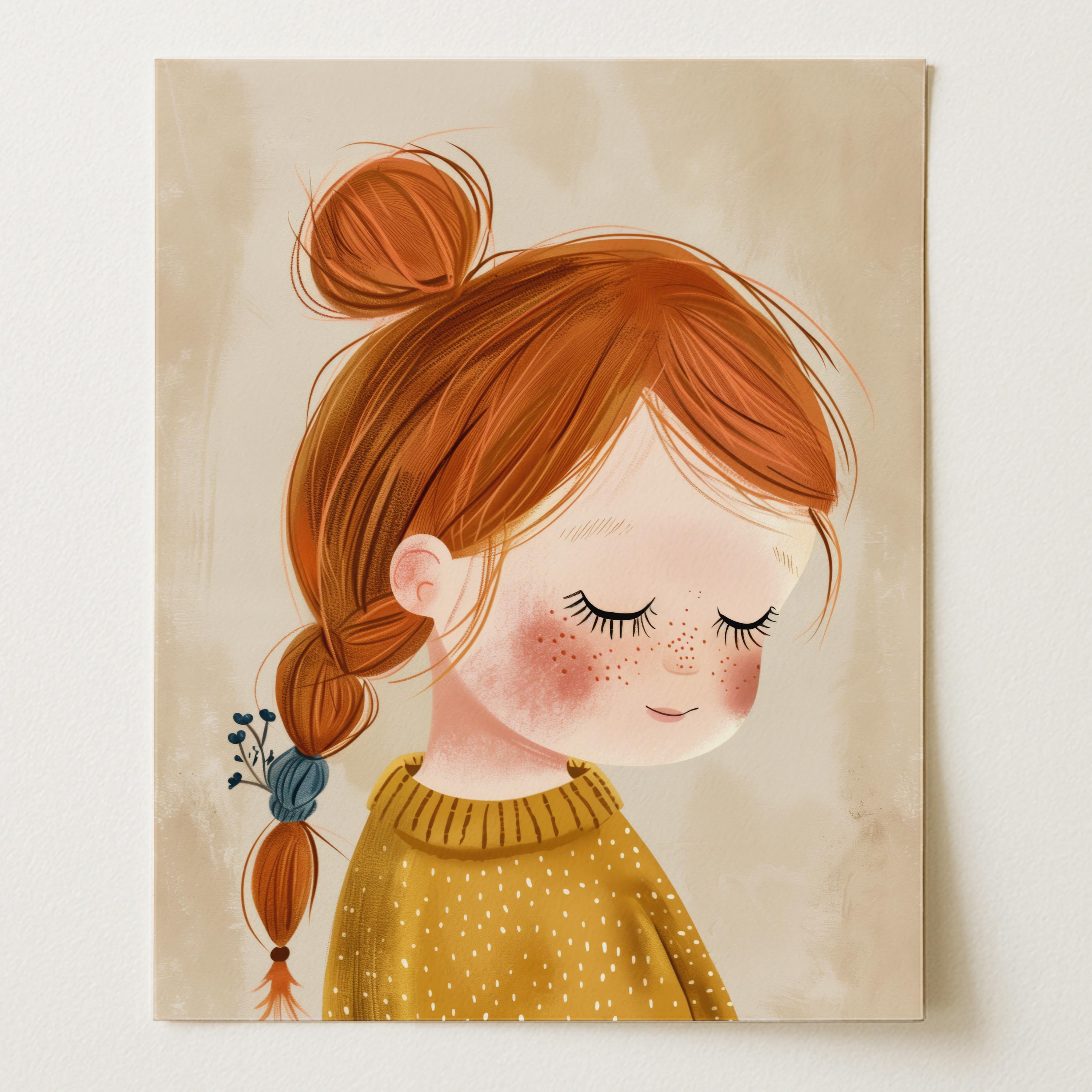 Dreamy Auburn Girl Wall Art Print (Unframed)