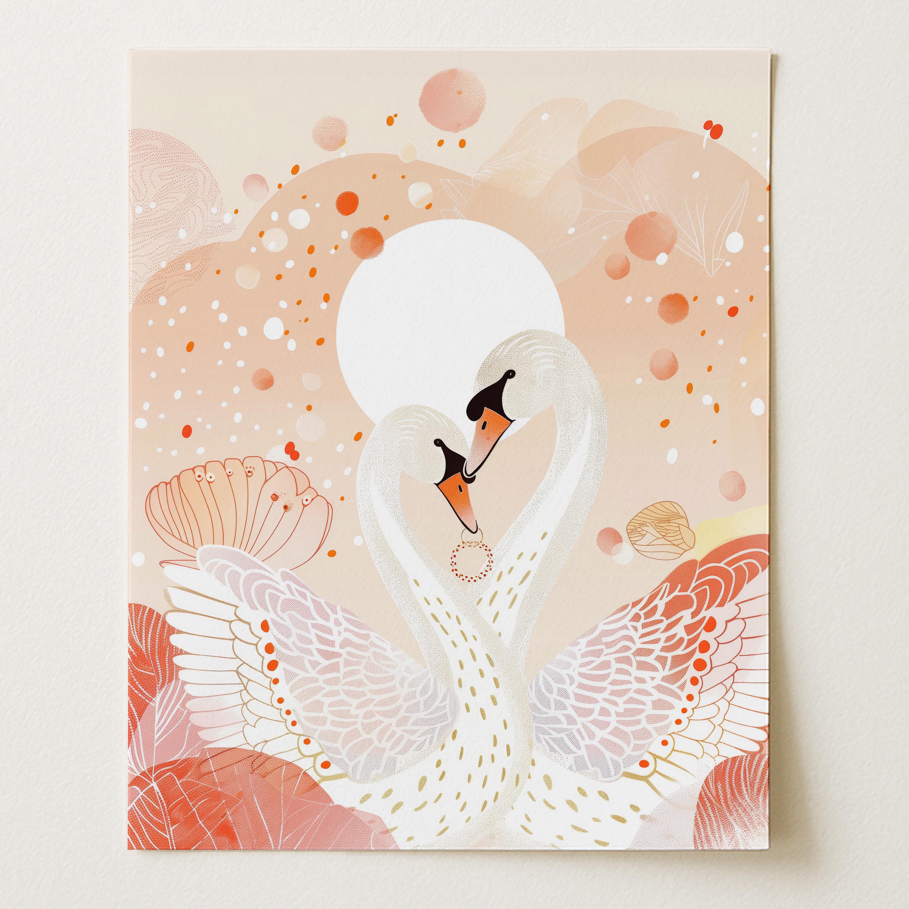 Dreamy Swan Love Wall Art Print (Unframed)