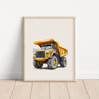 Watercolor Dump Truck Nursery Wall Art