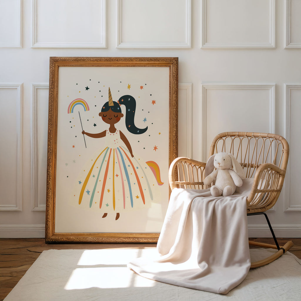 Enchanting Unicorn Girl Wall Art Print