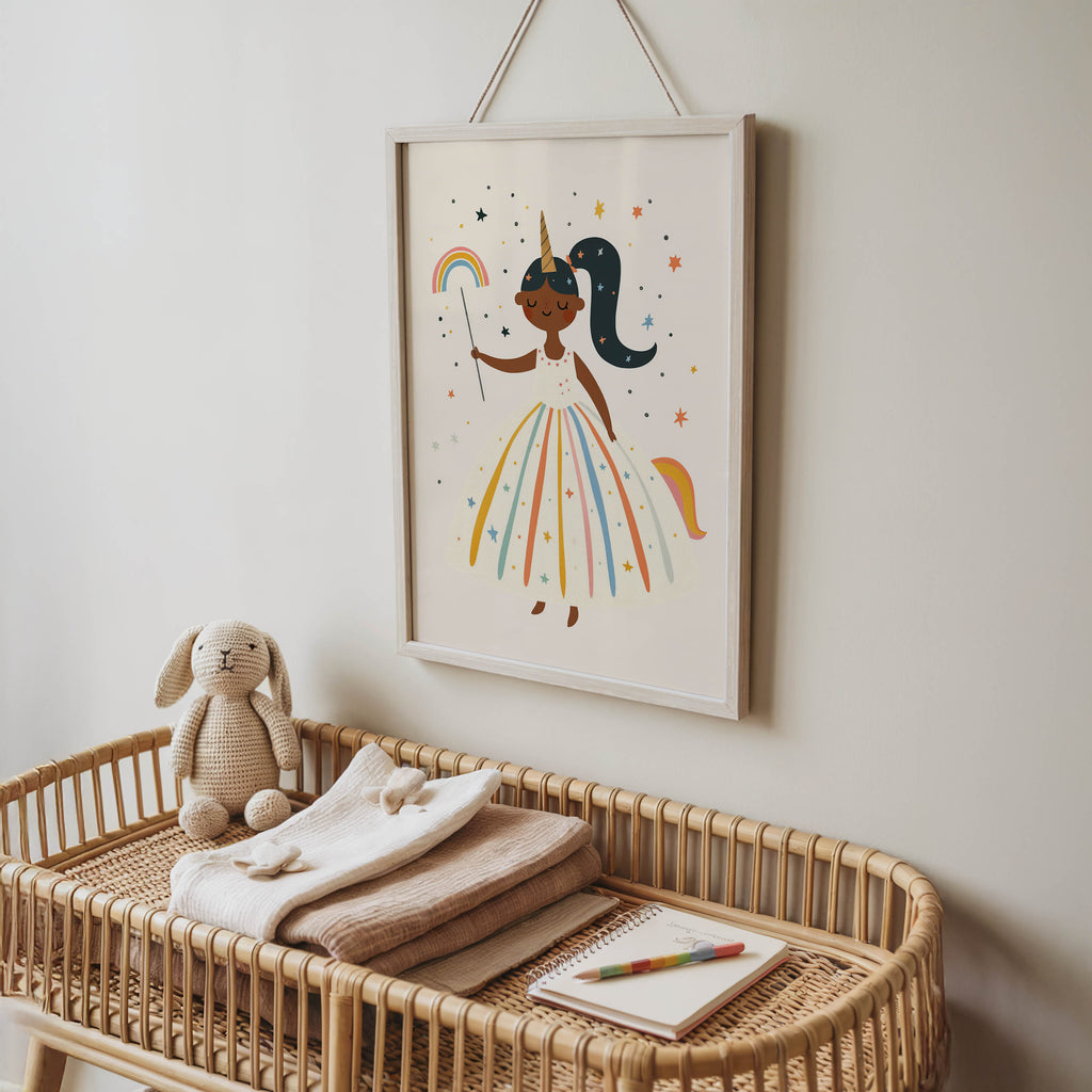 Enchanting Unicorn Girl Wall Art Print