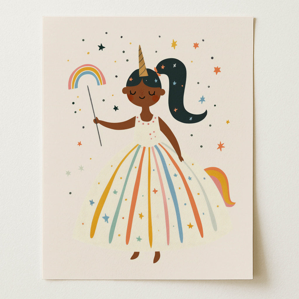 Enchanting Unicorn Girl Wall Art Print (Unframed)